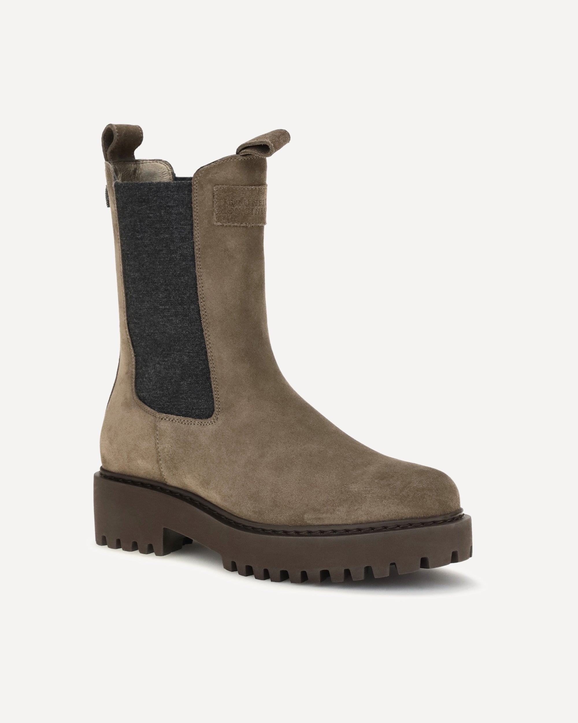 Brunello Cucinelli 스웨이드 발목 부츠와 니트 인서트 - alternate view