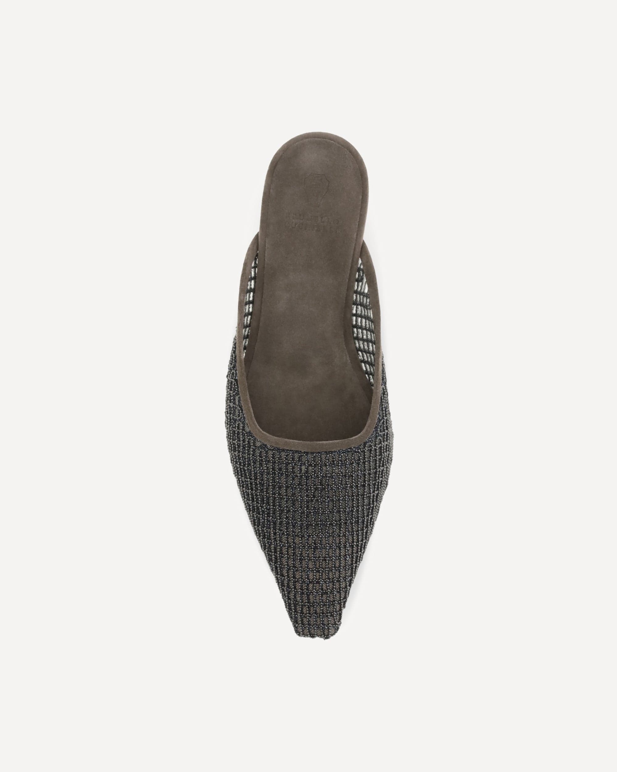 Brunello Cucinelli Suede Ballerinas With Embellished Net Embroidery