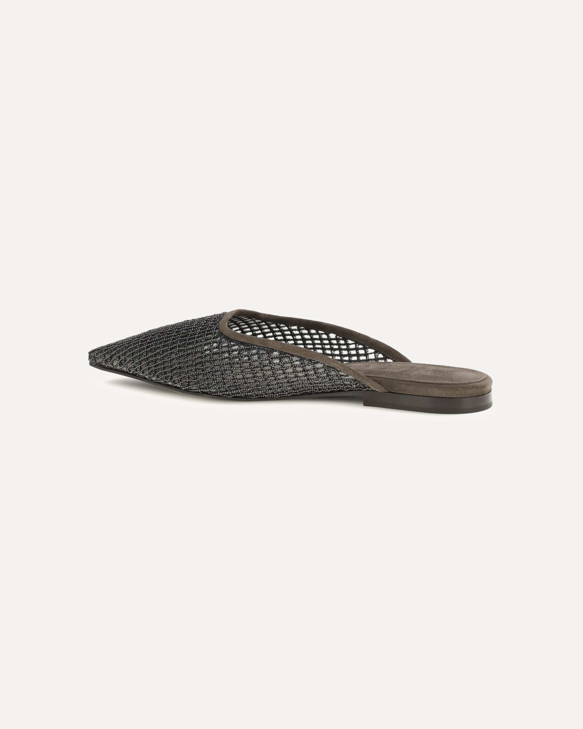 Brunello Cucinelli Suede Ballerinas With Embellished Net Embroidery