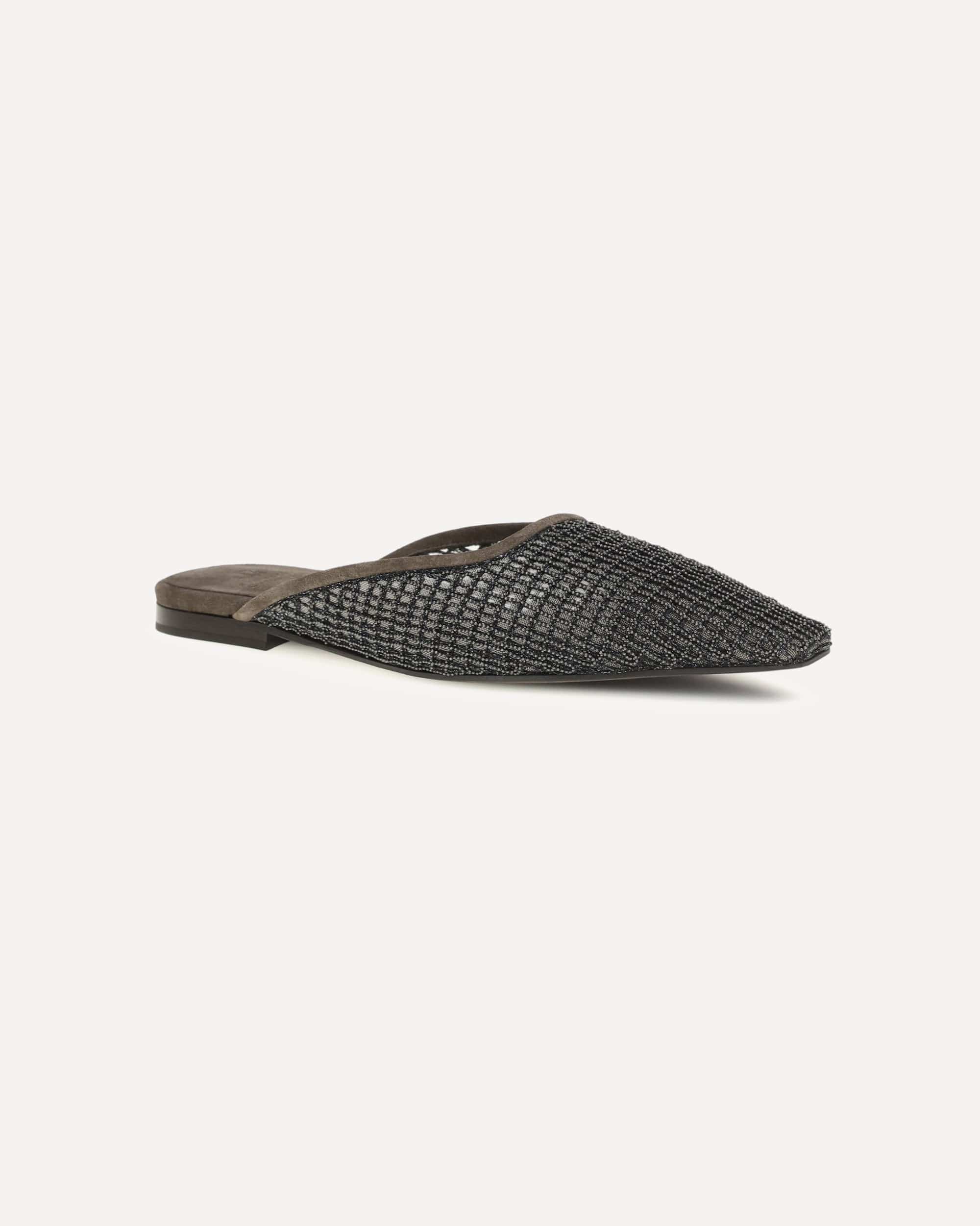 Wildleder-Ballerinas mit verzierter Netzstickerei - alternate view