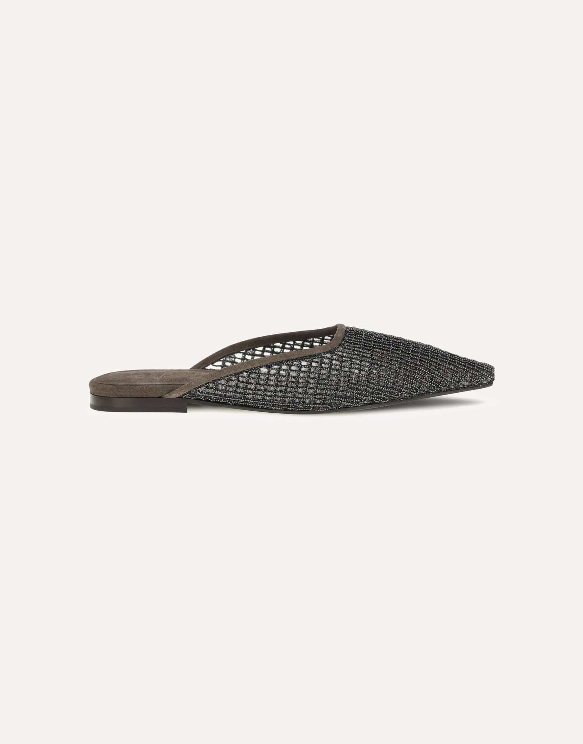 Brunello Cucinelli Suede Ballerinas With Embellished Net Embroidery