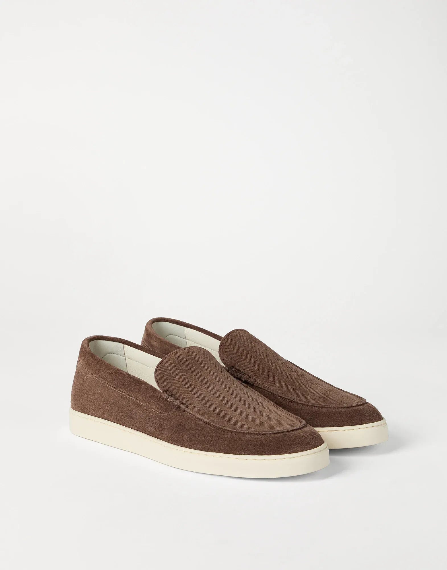 Brunello Cucinelli Suede Chevron-Effect Loafer Sneakers