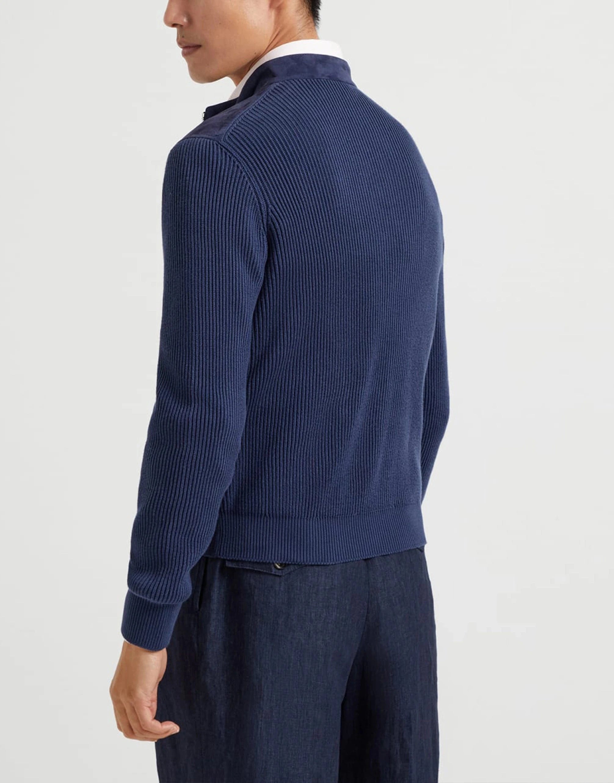 Brunello Cucinelli Suede Knit Bomber Jacket