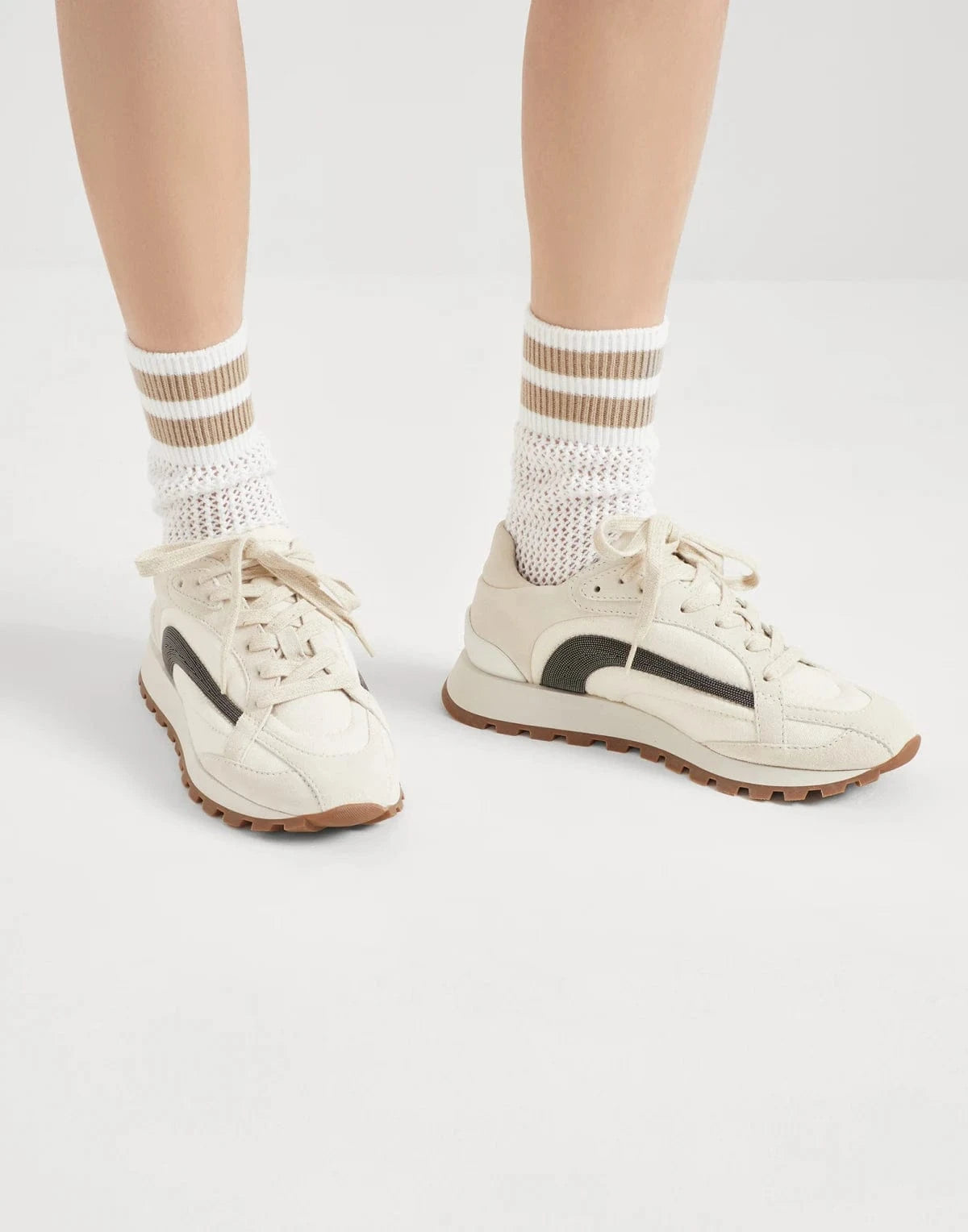 Brunello Cucinelli Suede Monili-Detail Sneakers