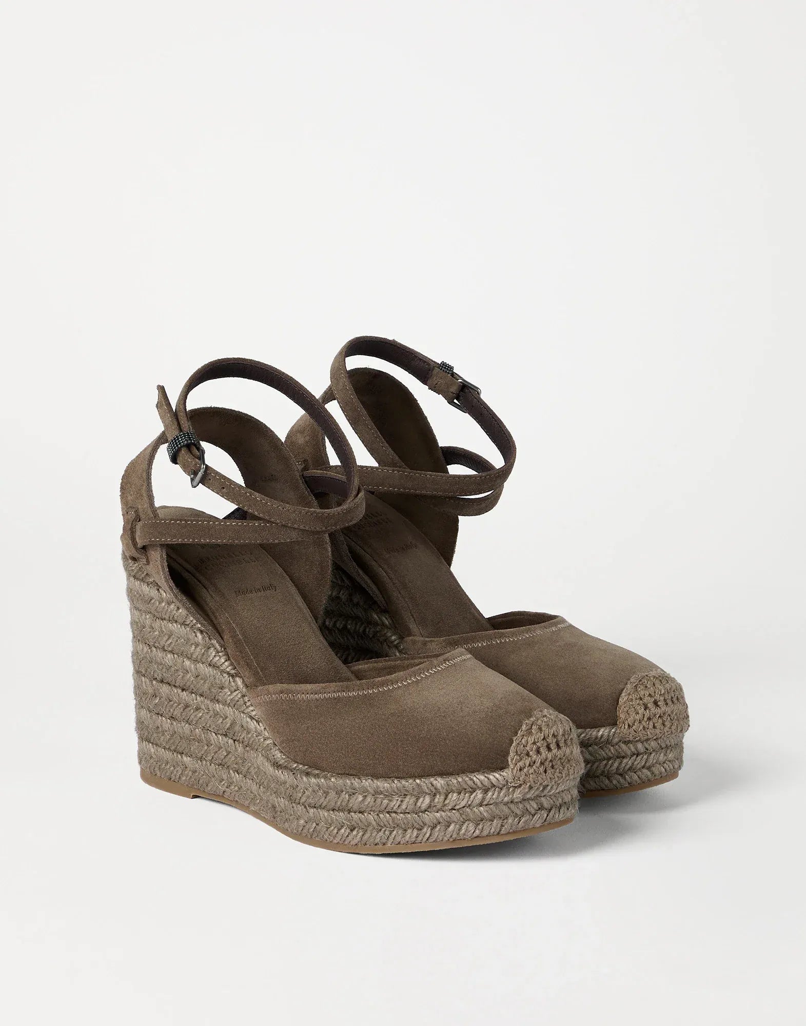 Brunello Cucinelli Suede Precious Loop Espadrille Wedges