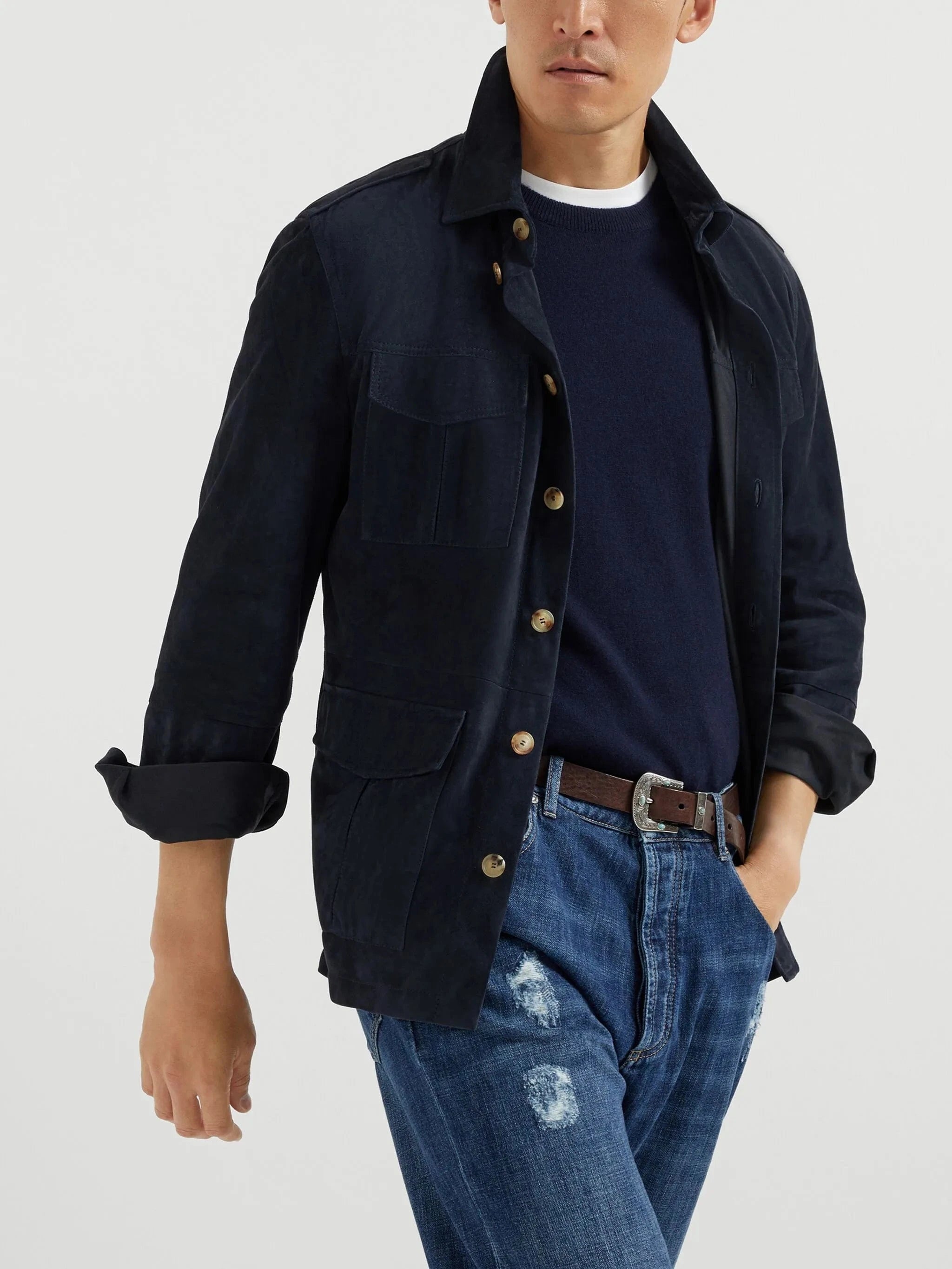 Brunello Cucinelli Suede Safari Jacket