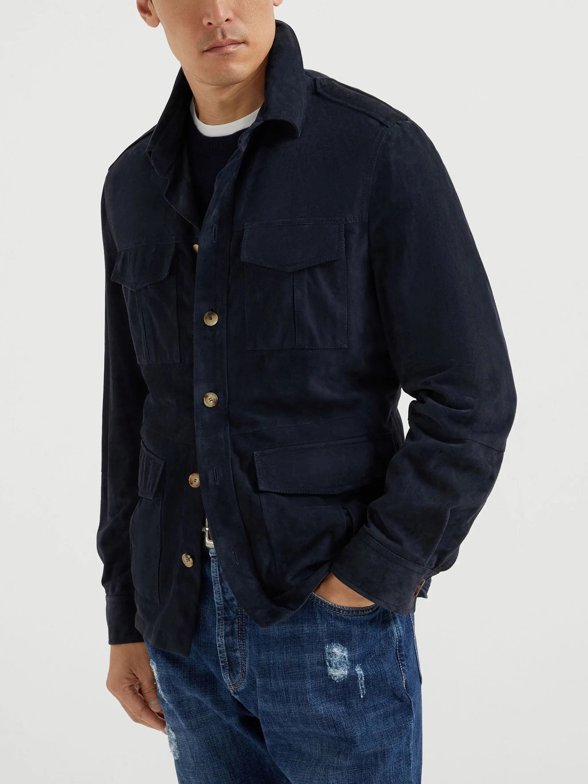 Brunello Cucinelli Suede Safari Jacket