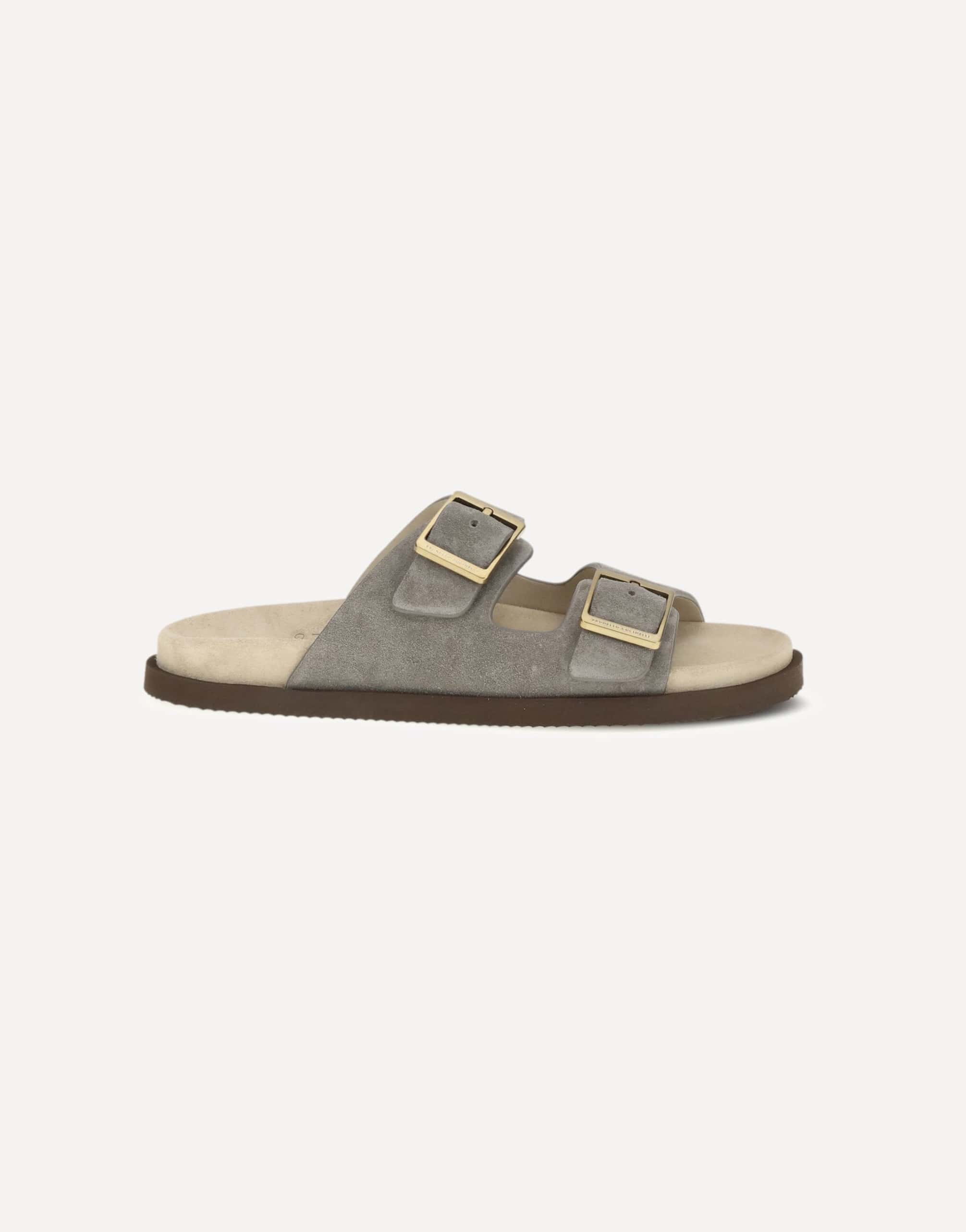 Brunello Cucinelli Suede Sandals With Double Adjustable Straps