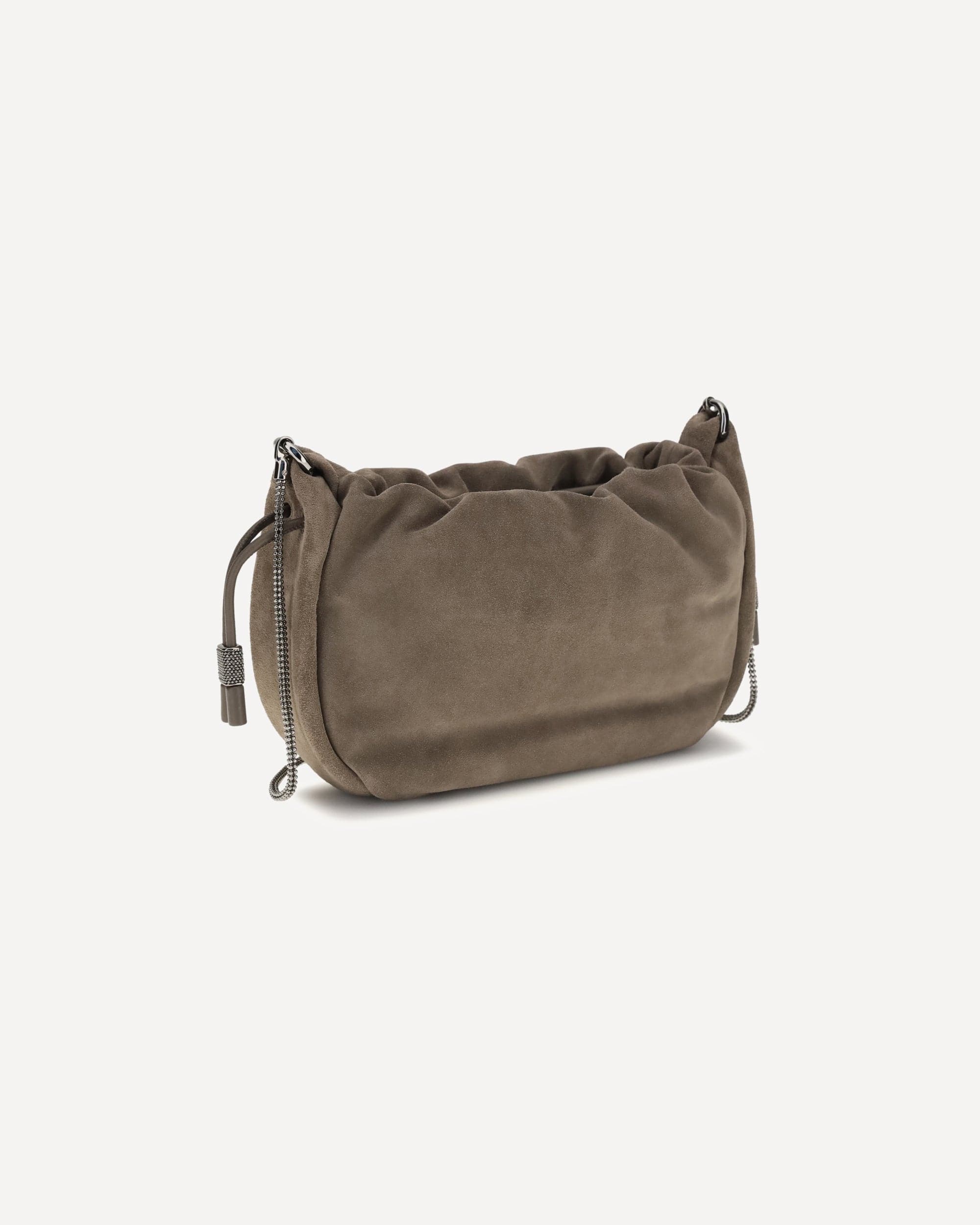 Brunello Cucinelli Brunello Cucinelli Suede Shoulder Bag With Precious Chain