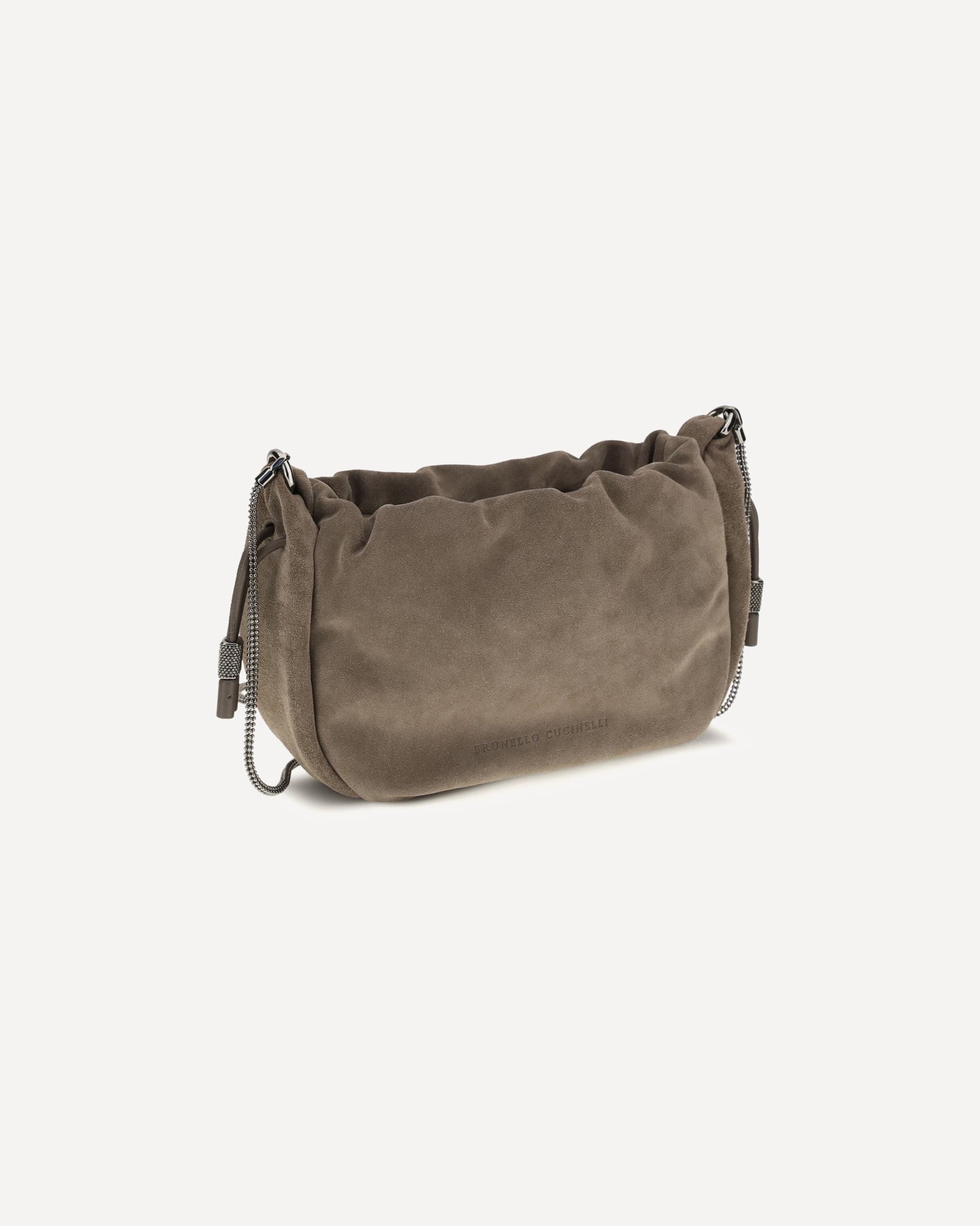 Brunello Cucinelli Suede Shoulder Bag With Precious Chain - alternate view
