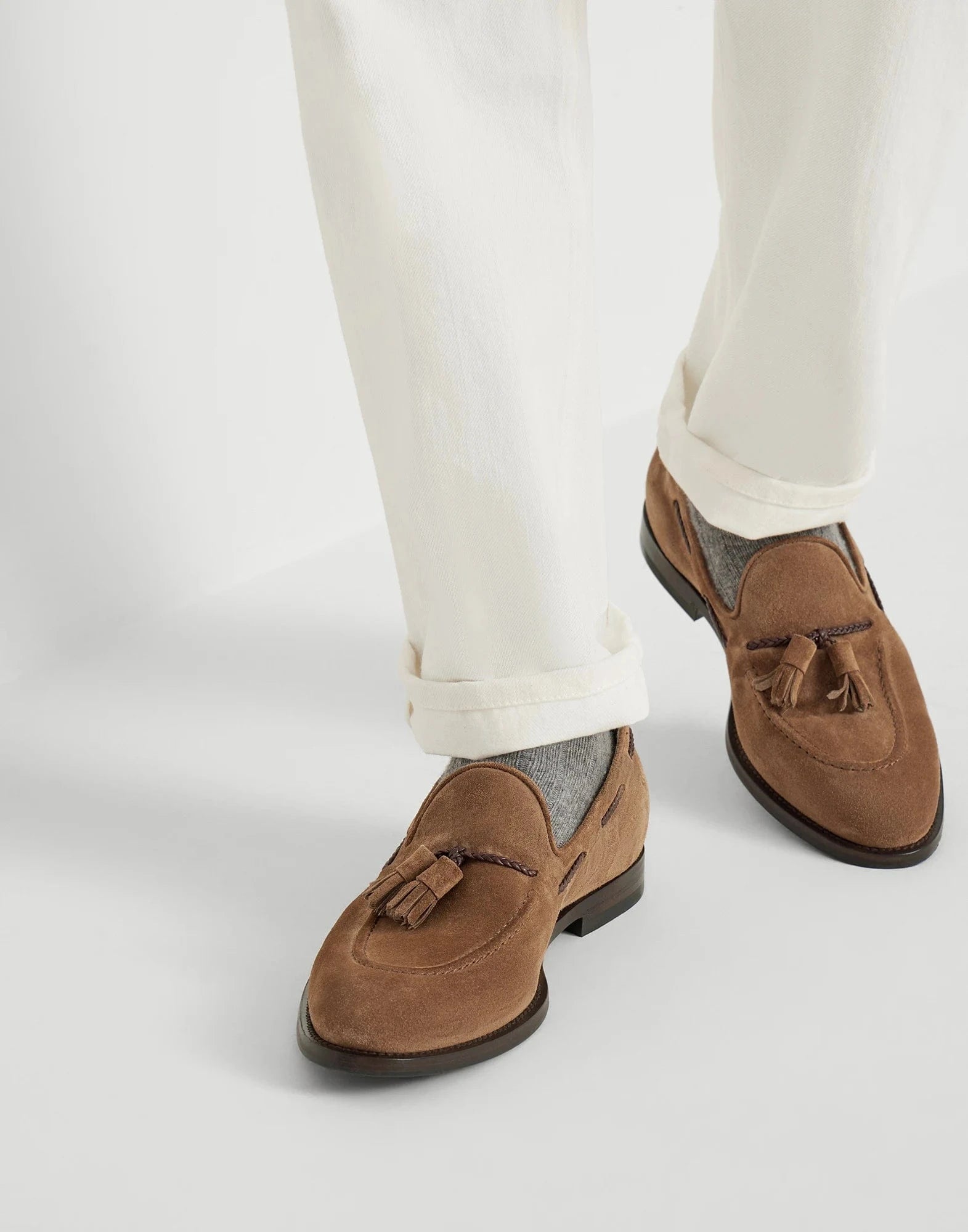 Brunello Cucinelli Tassel Suede Loafers