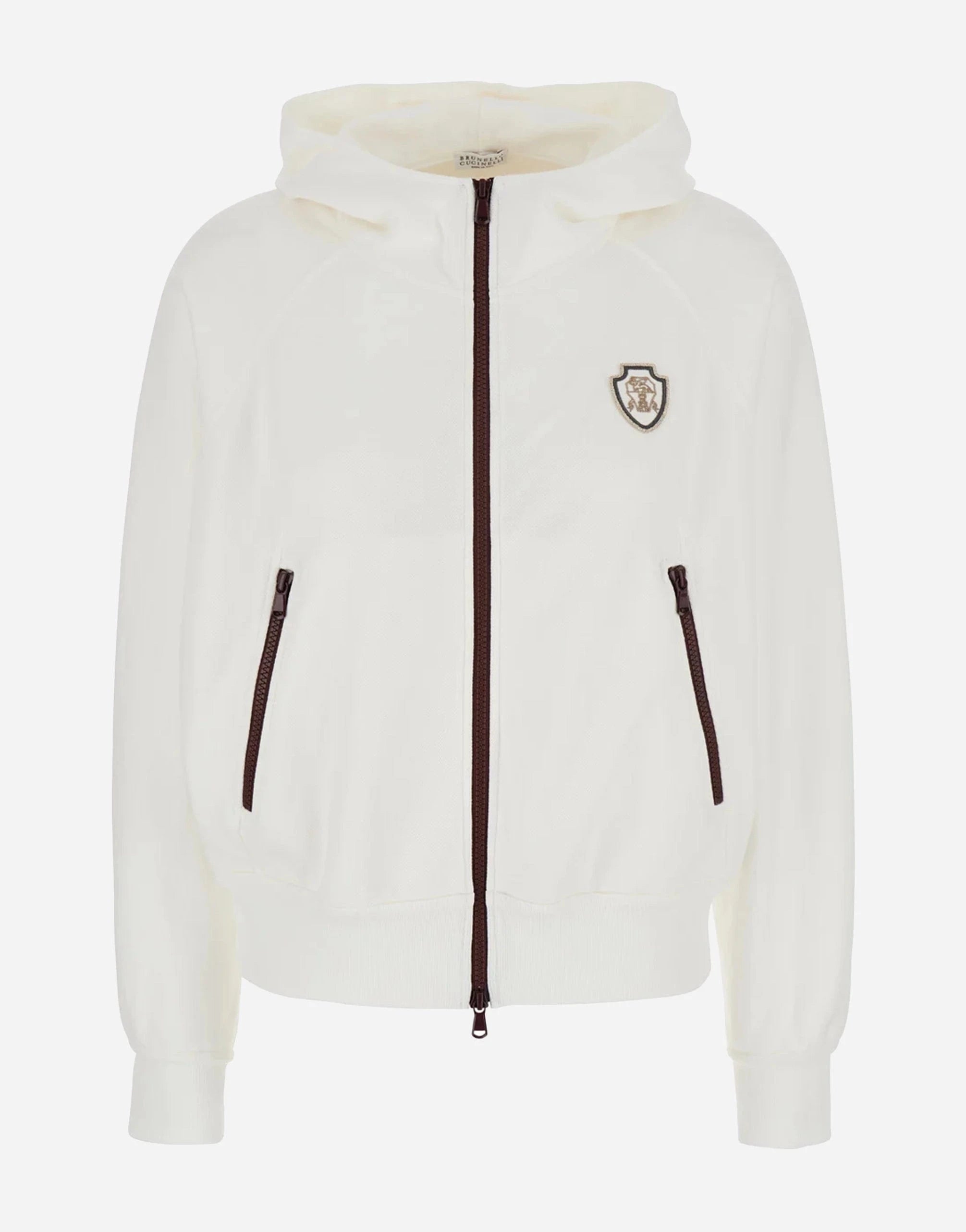 Brunello Cucinelli Techno Piqué Logo Cotton Hoodie