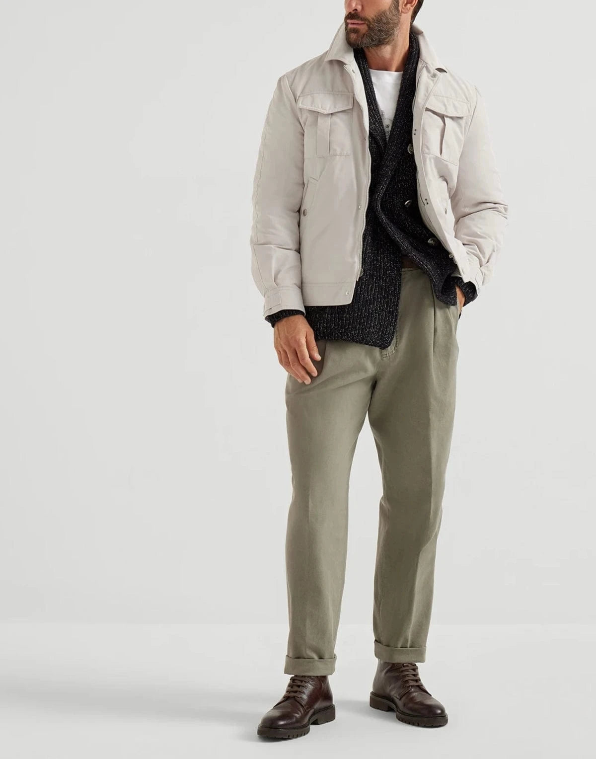 Brunello Cucinelli Techno Satin Bomber Jacket