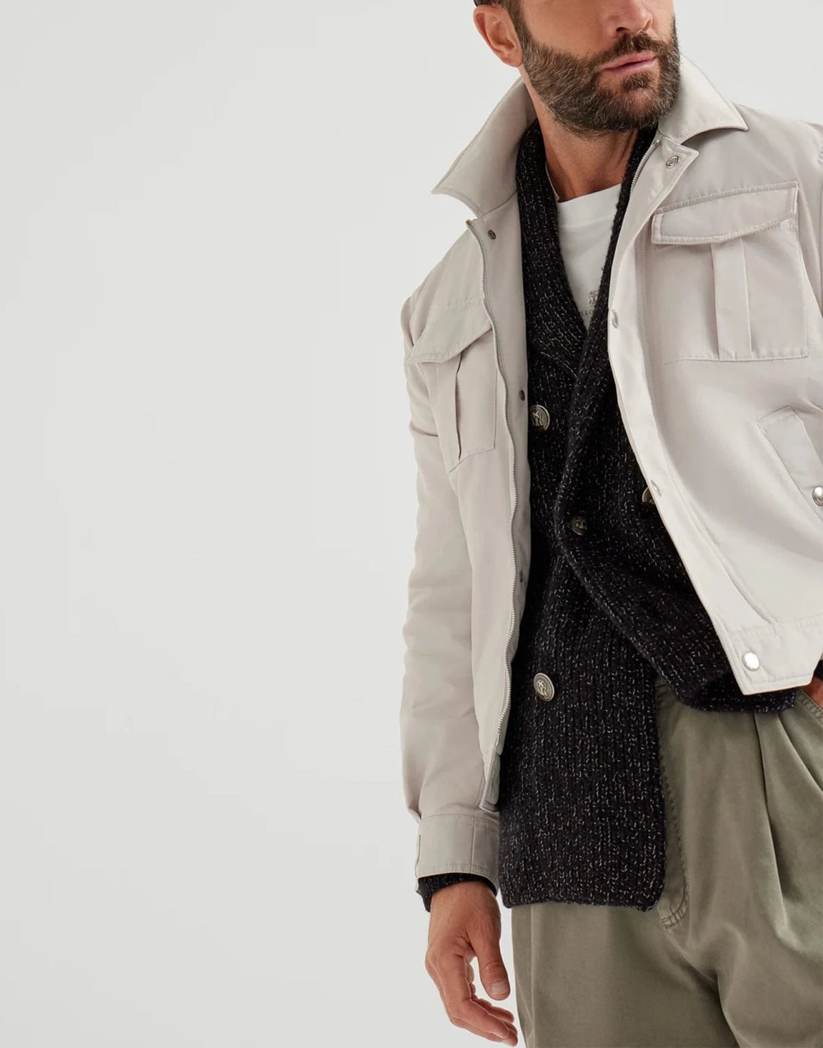 Brunello Cucinelli Techno Satin Bomber Jacket