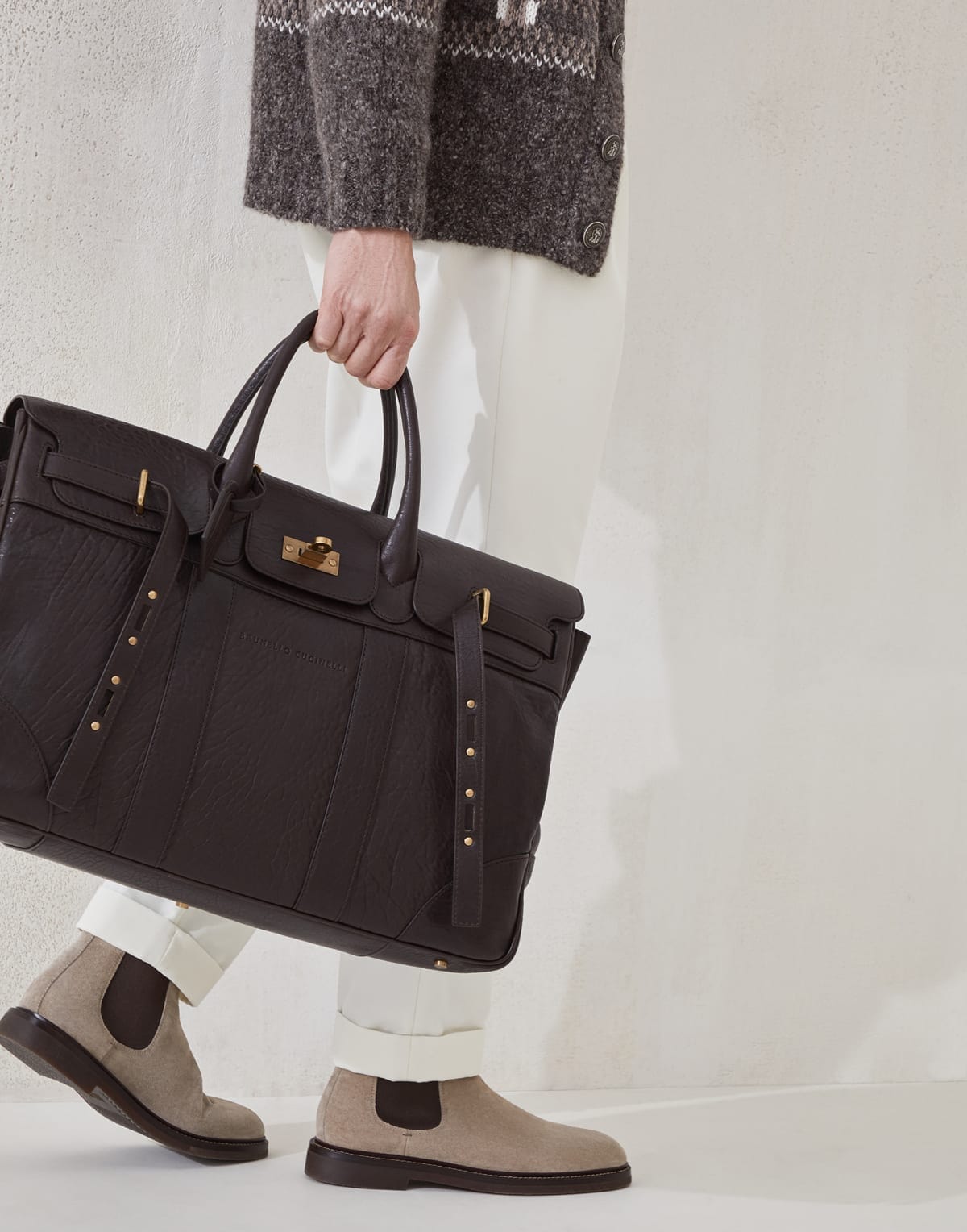 Brunello Cucinelli Textured Leather Travel Bag