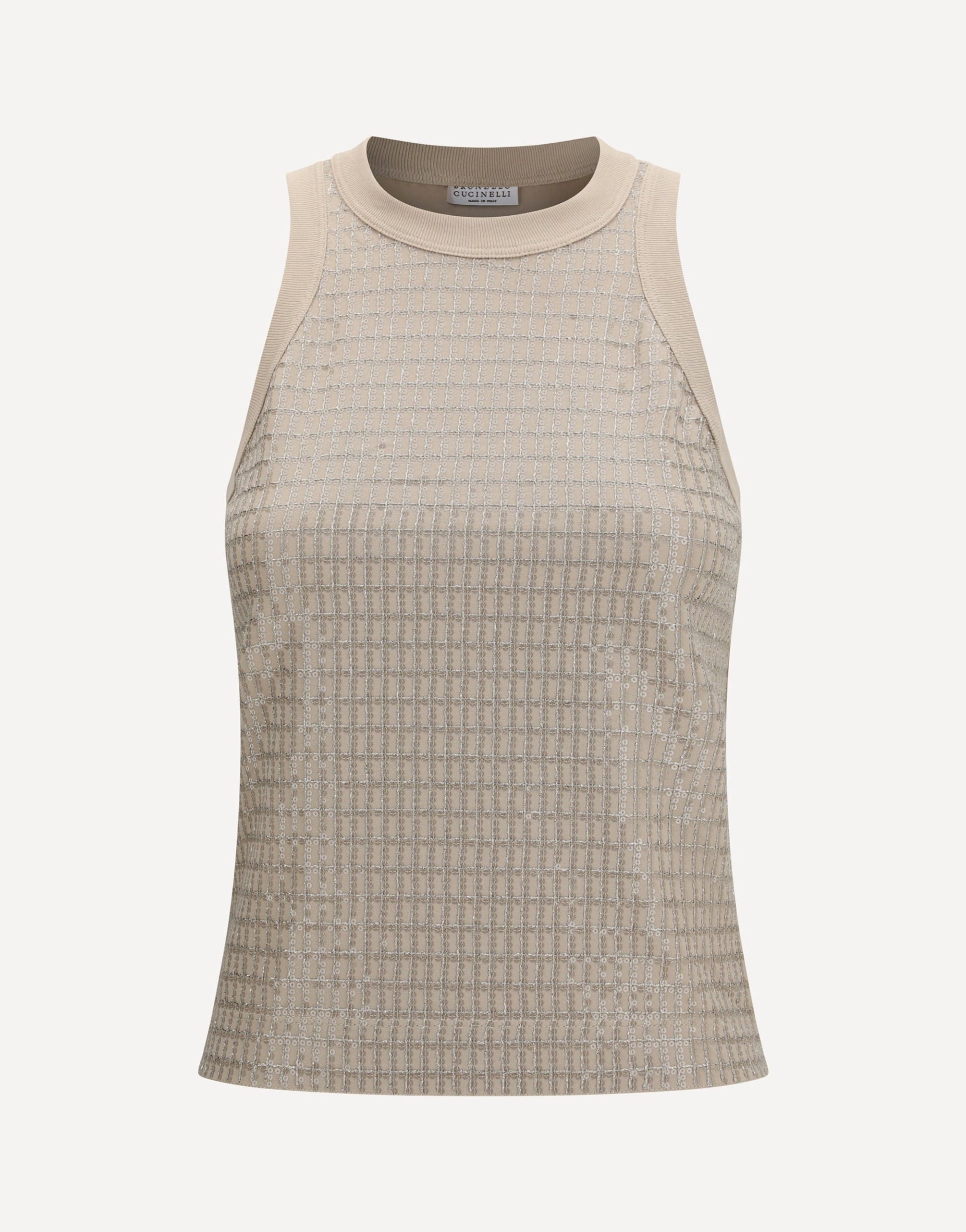 Brunello Cucinelli Top In Cotton With Luminous Embroidery