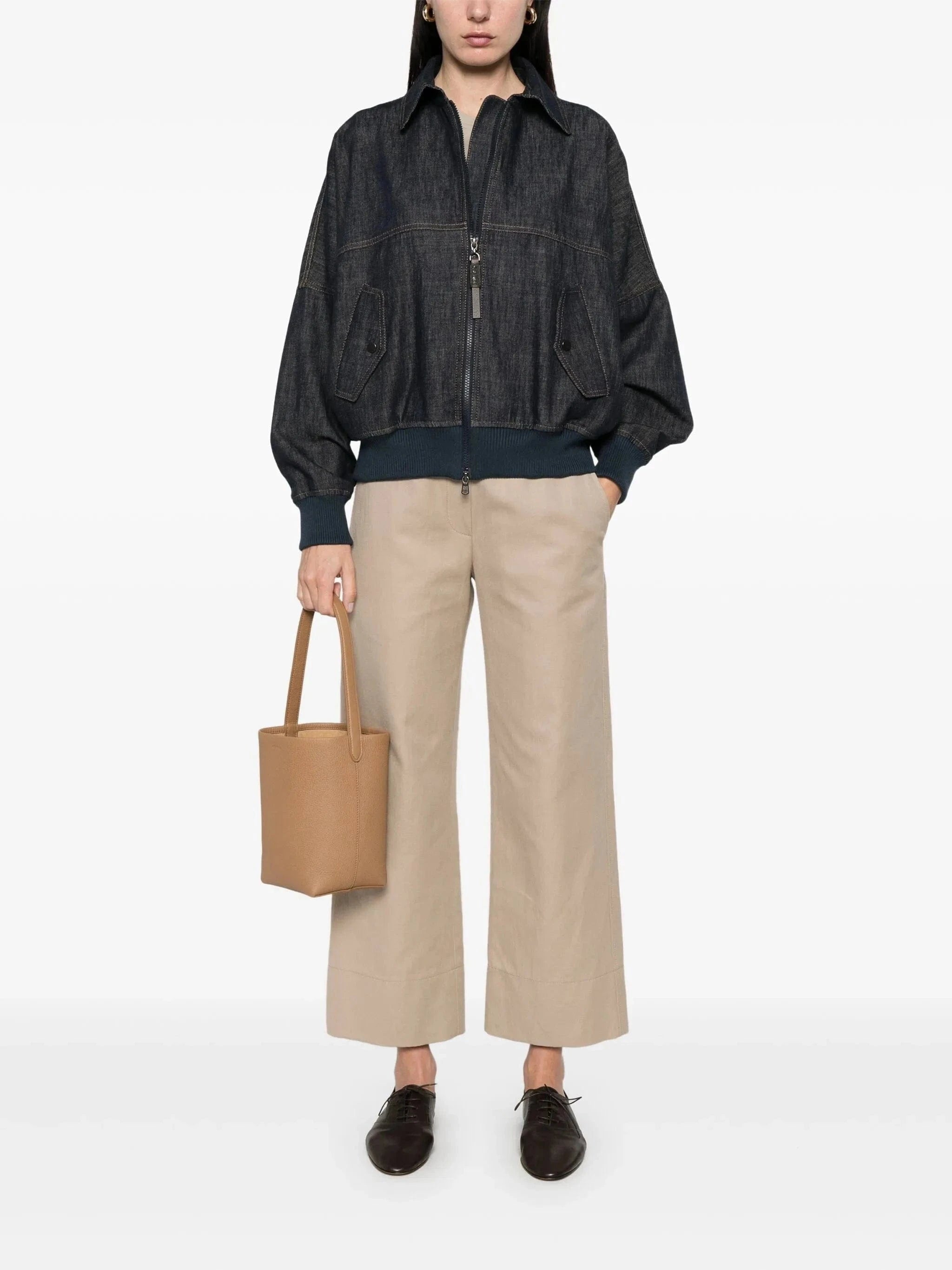 Brunello Cucinelli Twill-Weave Monili Cropped Chino Trousers