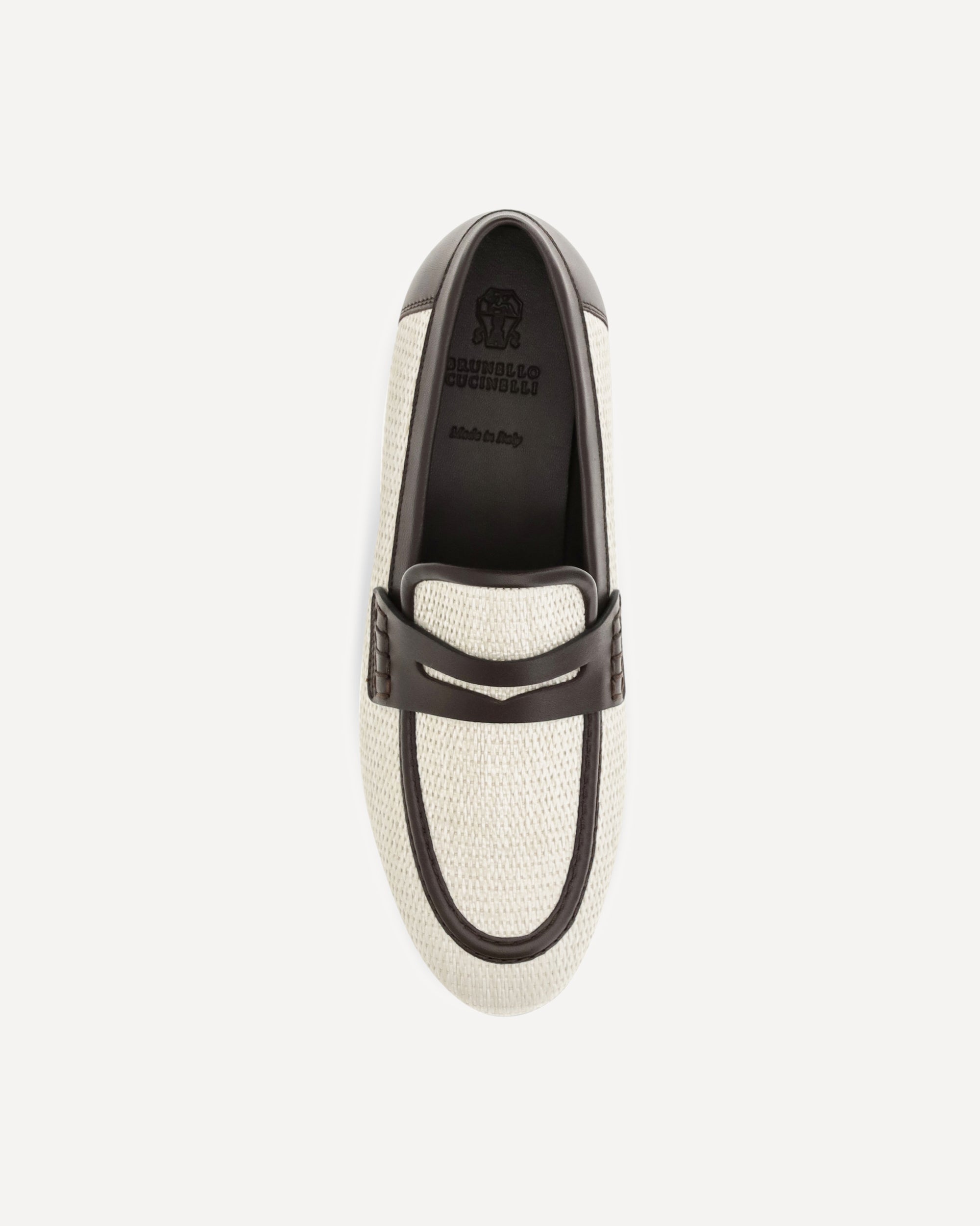 Brunello Cucinelli Two-Tone Leather Raffia Loafers