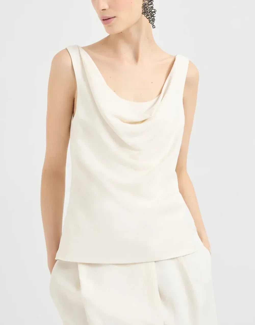 Brunello Cucinelli 粘胶亚麻混纺流畅上衣