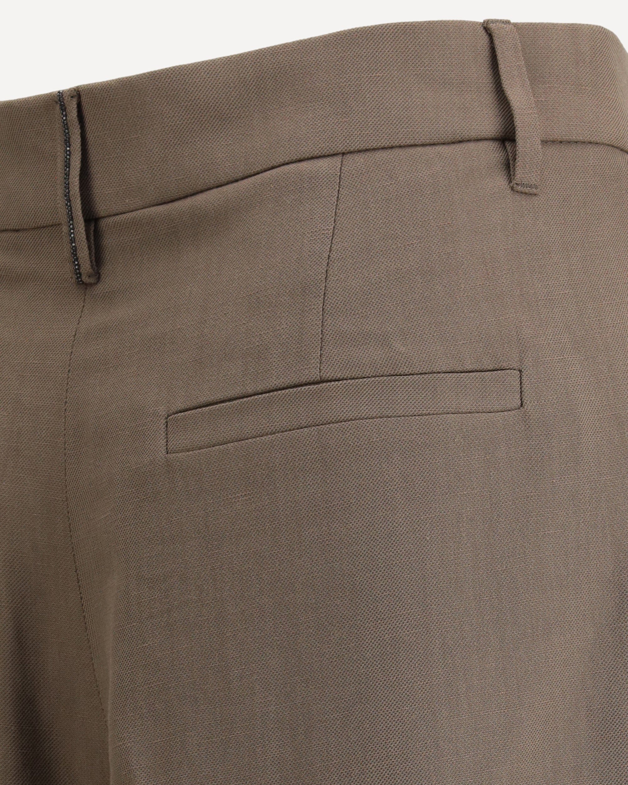 Brunello Cucinelli Viscose-Linen Blend Monili Twill Trousers