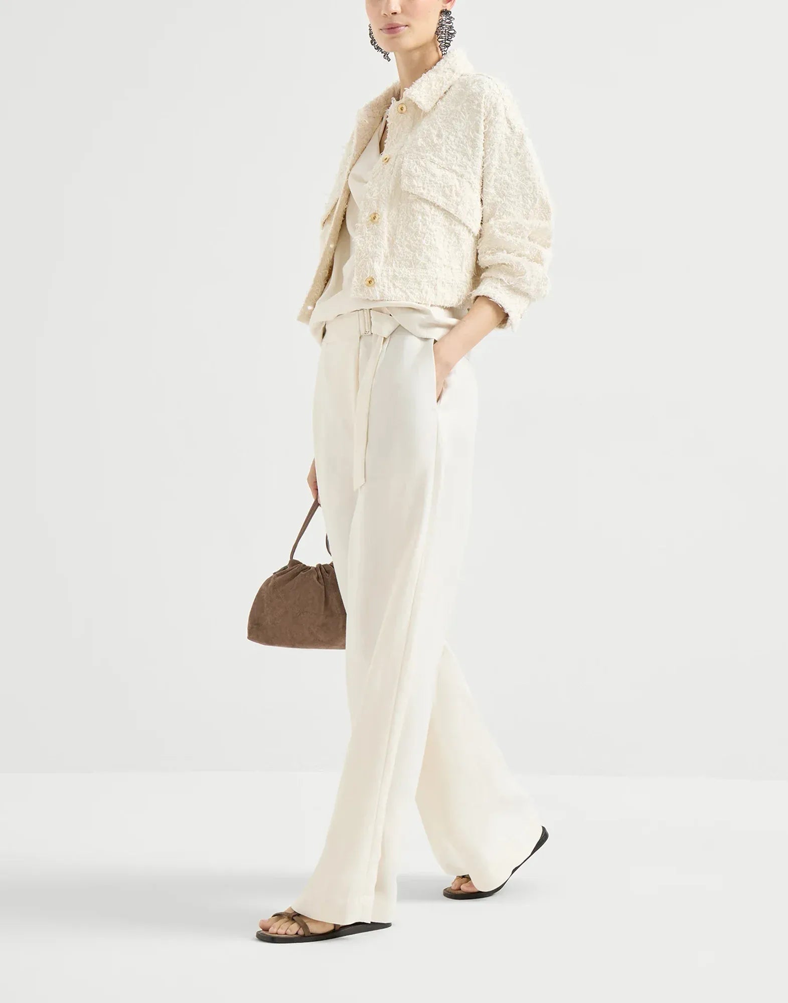 Brunello Cucinelli Viscose-Linen Blend Twill Sartorial Wrap Trousers