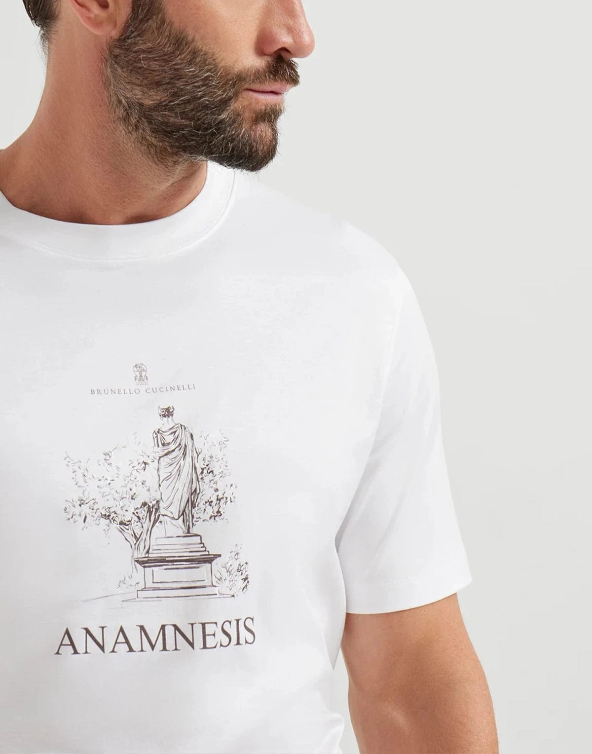 Brunello Cucinelli White Anamnesis-Print Cotton T-Shirt