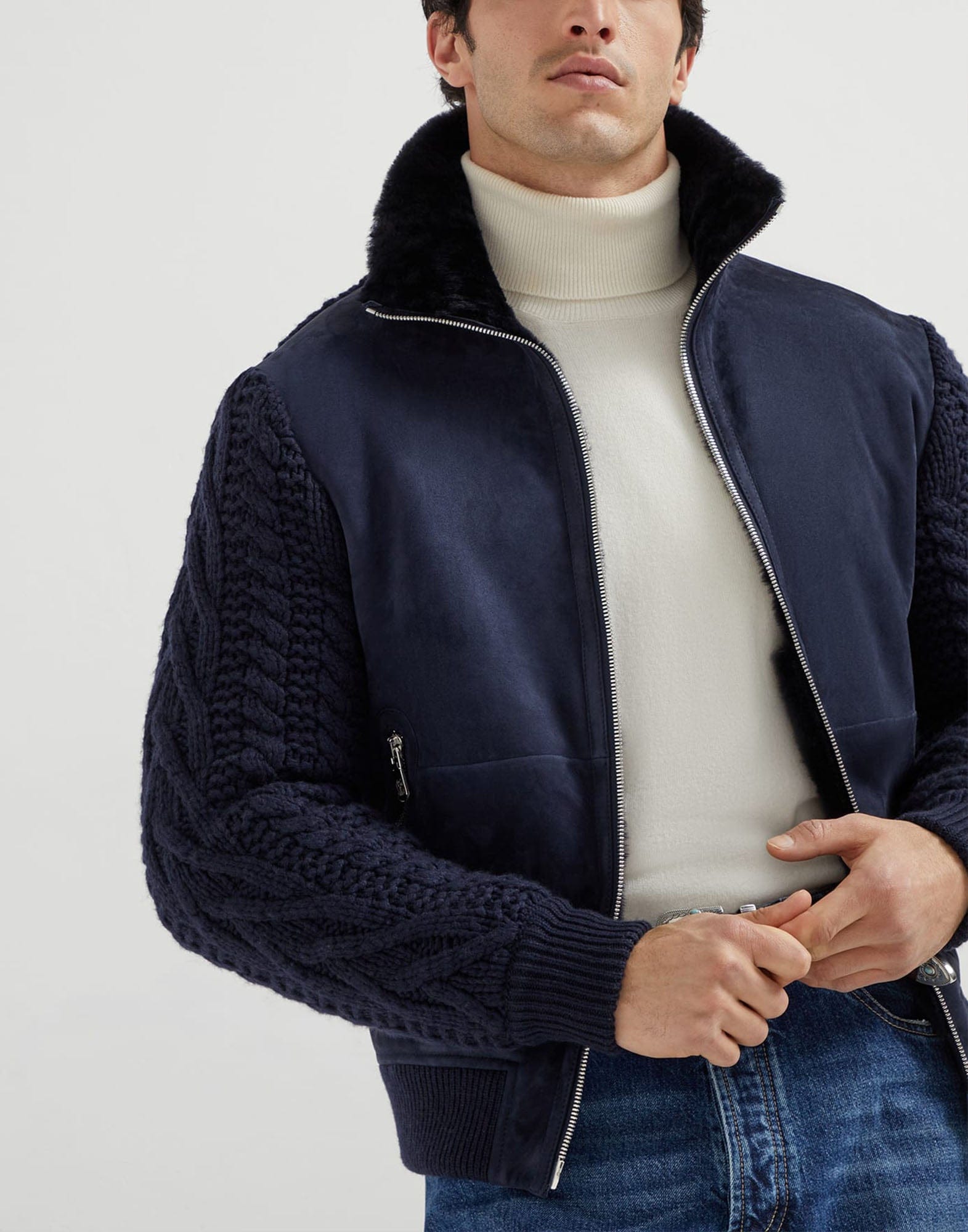 Brunello Cucinelli White Cashmere Turtleneck Sweater