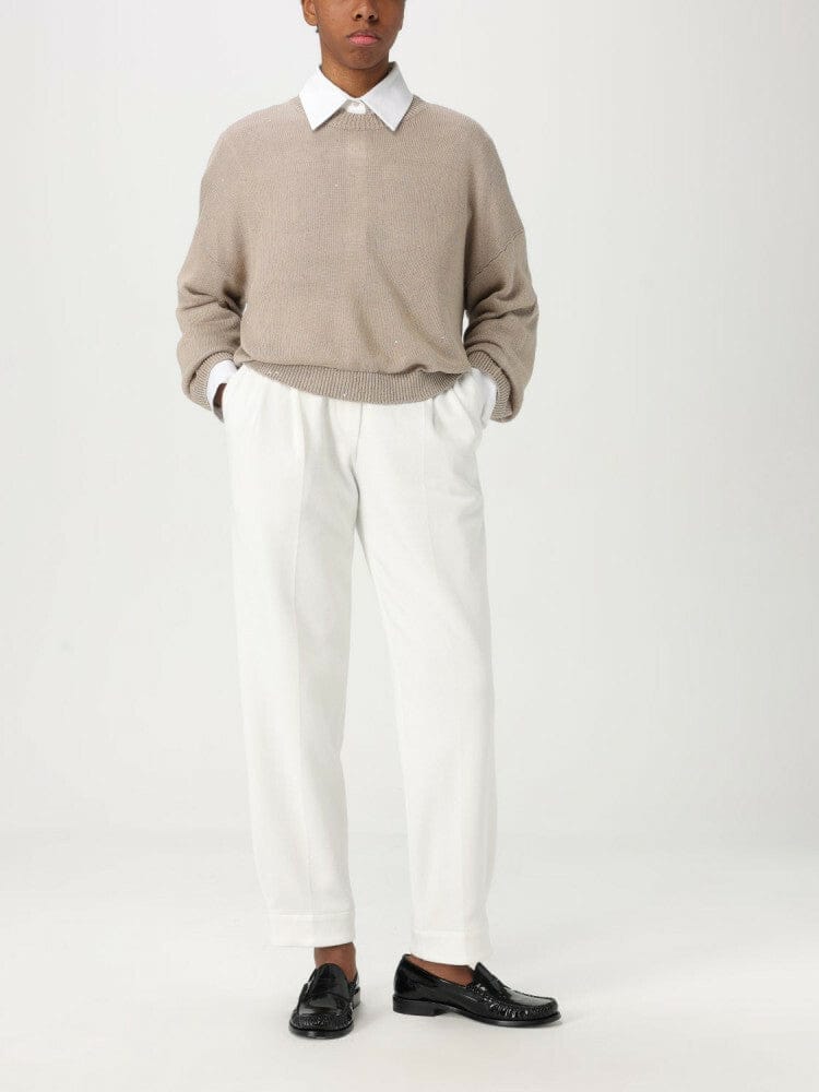 Brunello Cucinelli White Cotton Dress Trousers