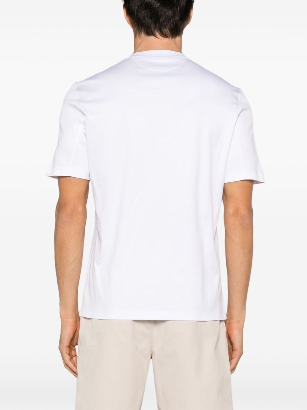 Brunello Cucinelli White Cotton Jersey Crew Neck Logo T-Shirt