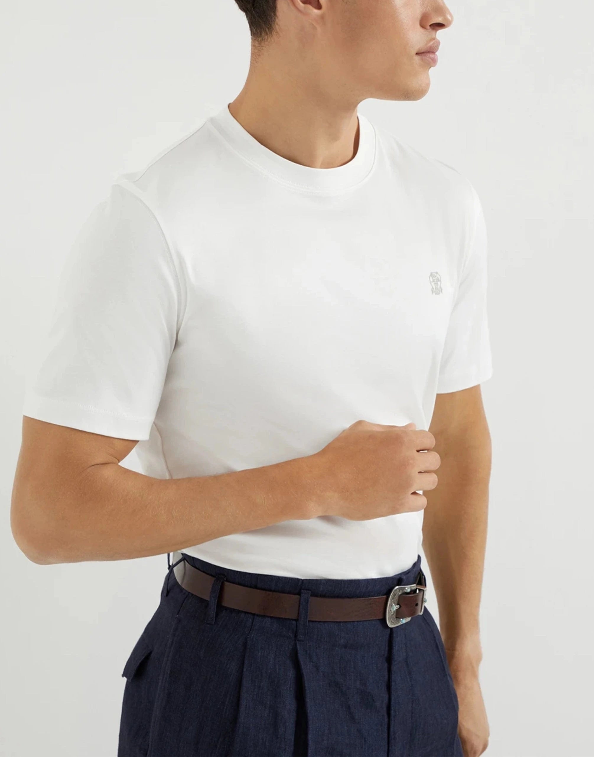 Brunello Cucinelli White Cotton Jersey Crewneck T-Shirt