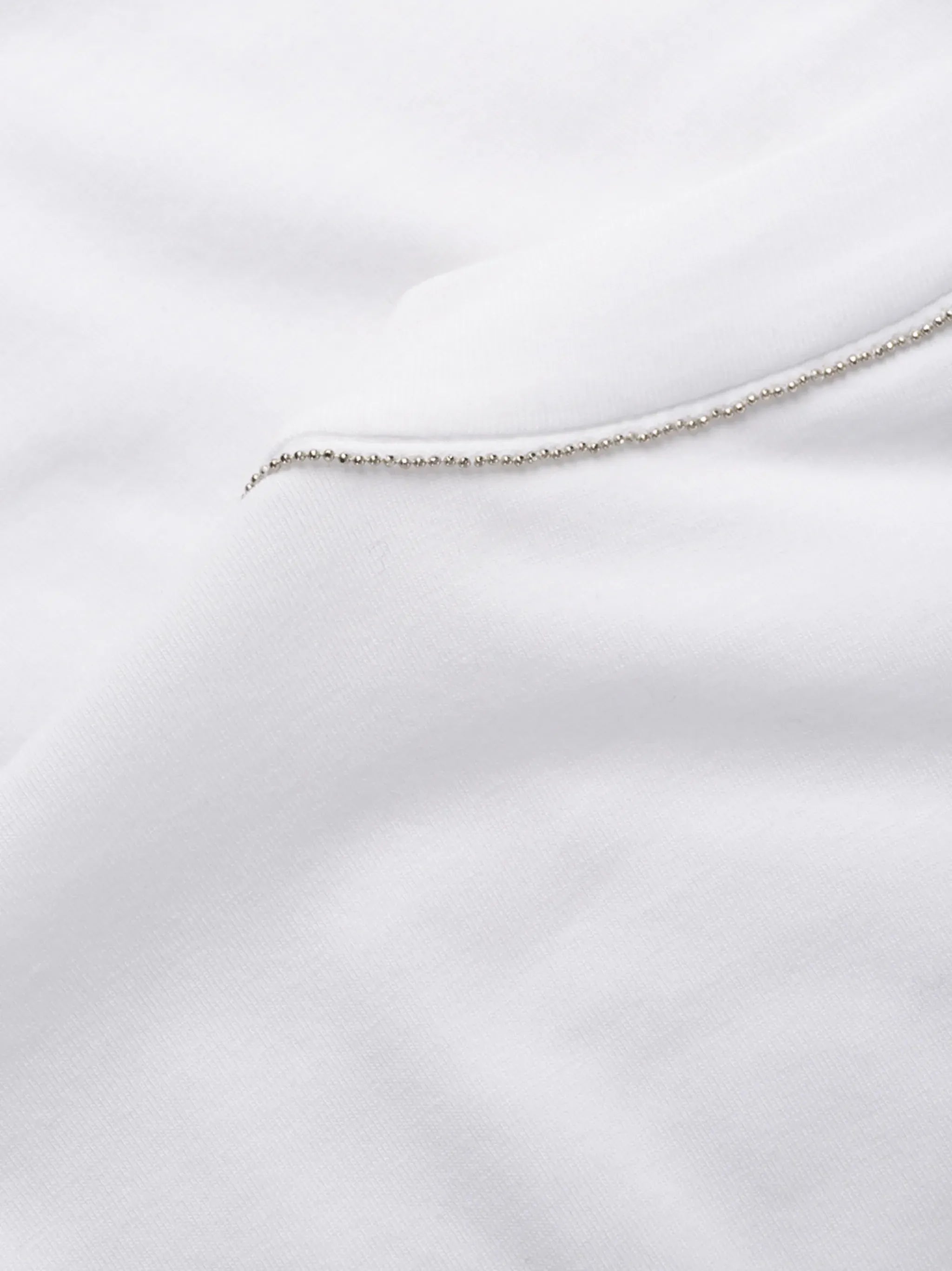 Brunello Cucinelli White Cotton Shiny Trim T-Shirt