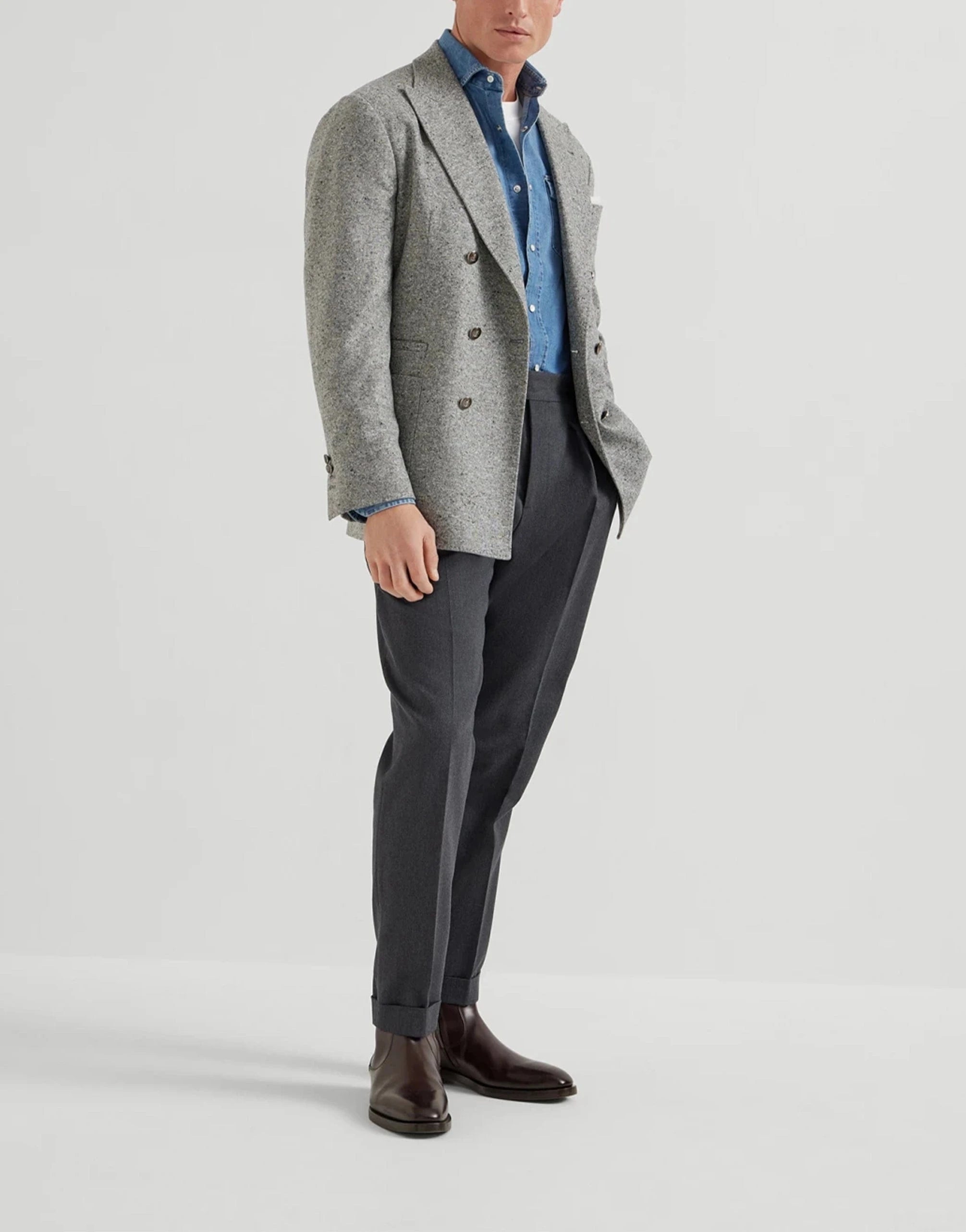 Brunello Cucinelli White Crewneck Logo Cotton T-Shirt