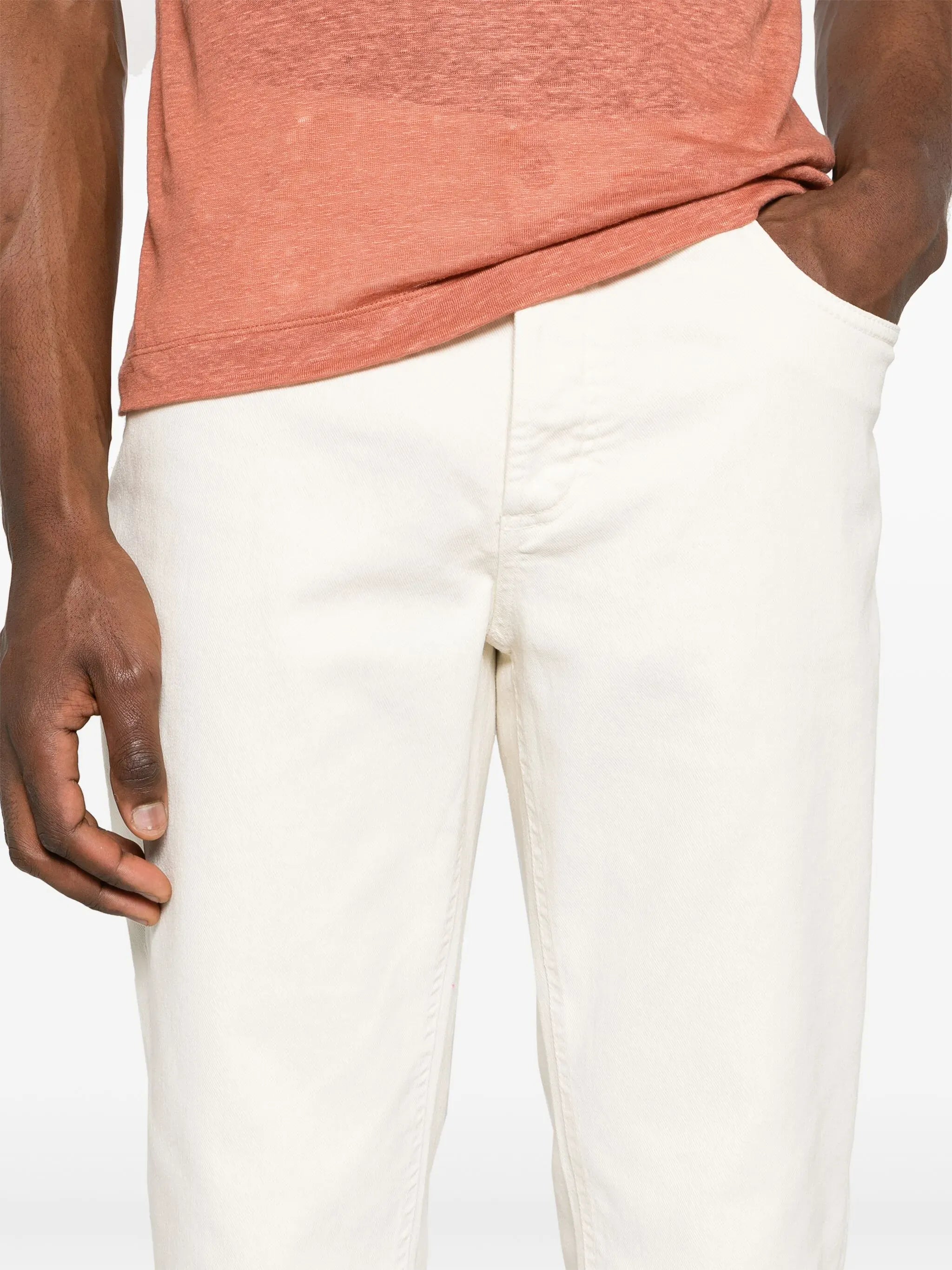 Brunello Cucinelli White Garment-Dyed Comfort Denim Jeans