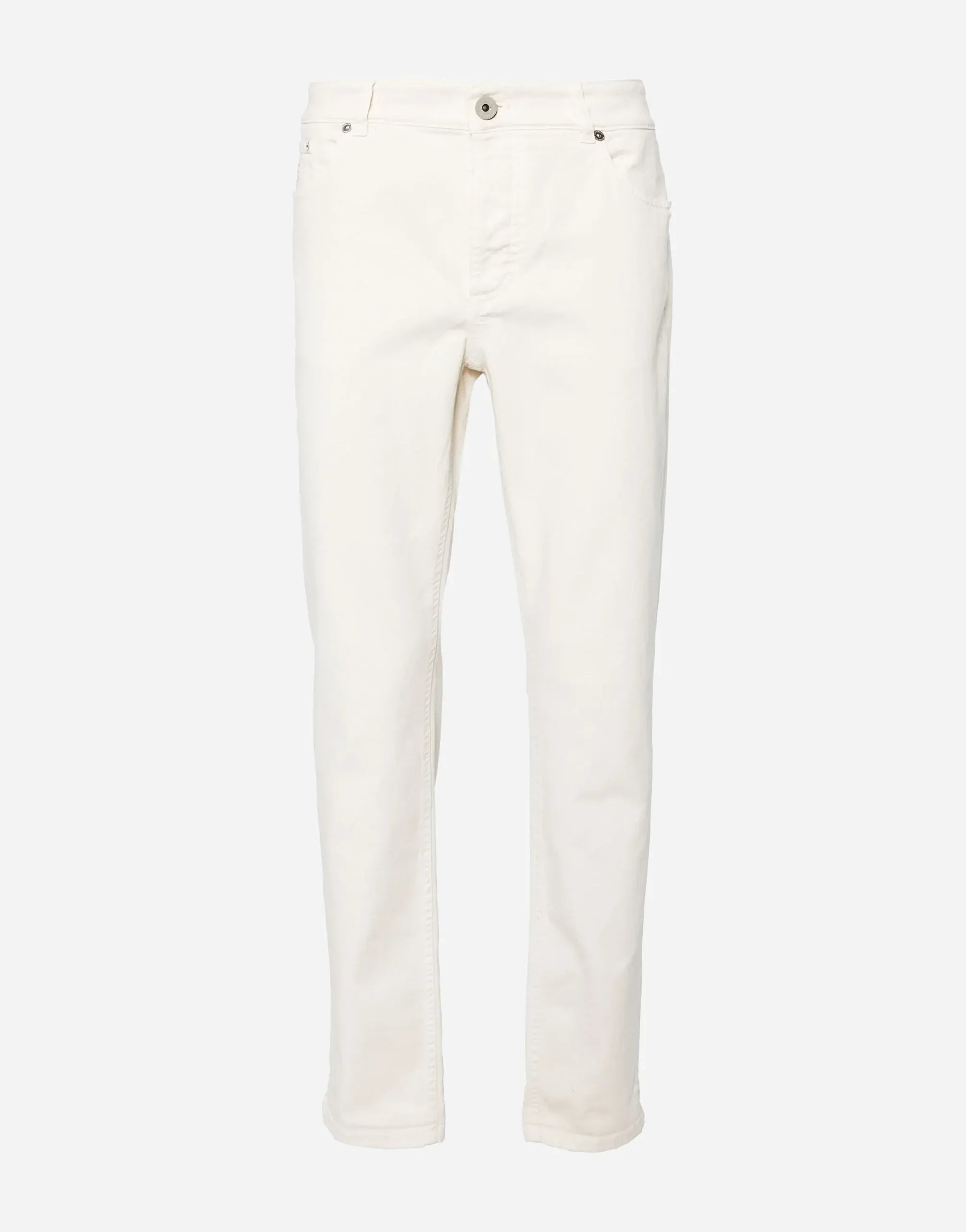 Brunello Cucinelli White Garment-Dyed Comfort Denim Jeans