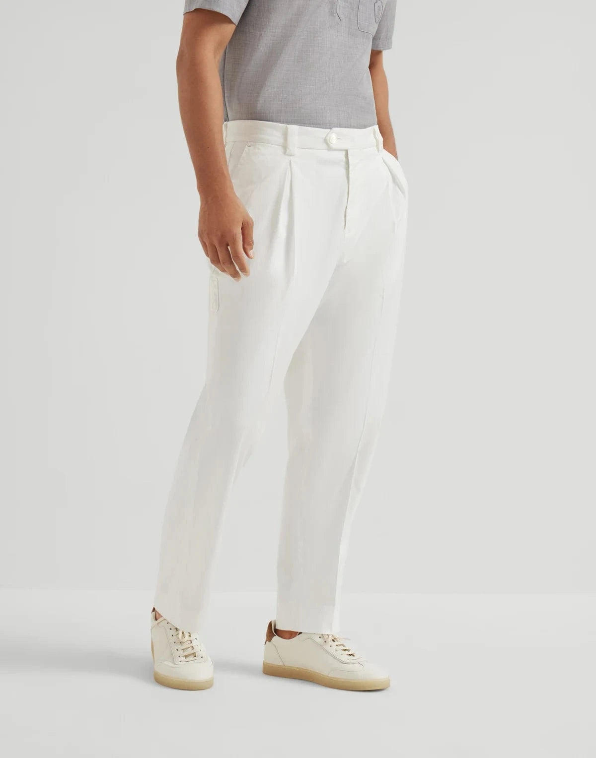 Brunello Cucinelli White Garment-Dyed Trousers