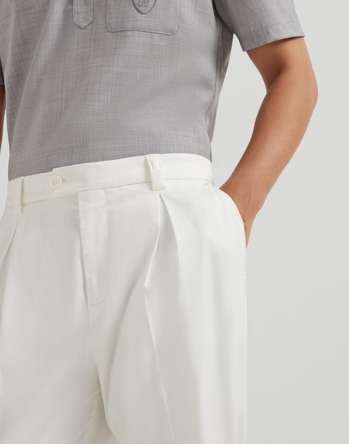 Brunello Cucinelli White Garment-Dyed Trousers