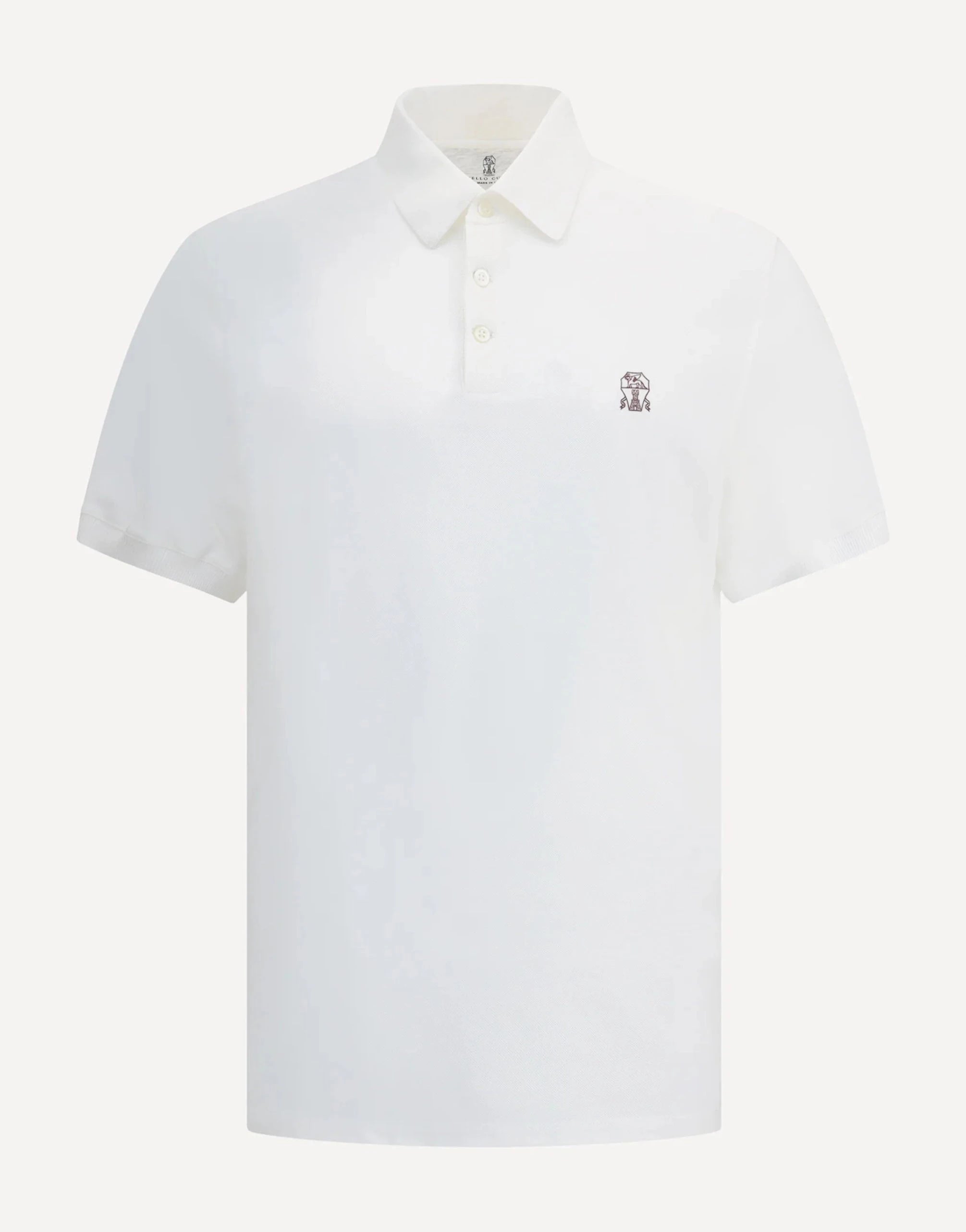 Brunello Cucinelli White Logo Cotton Polo Shirt