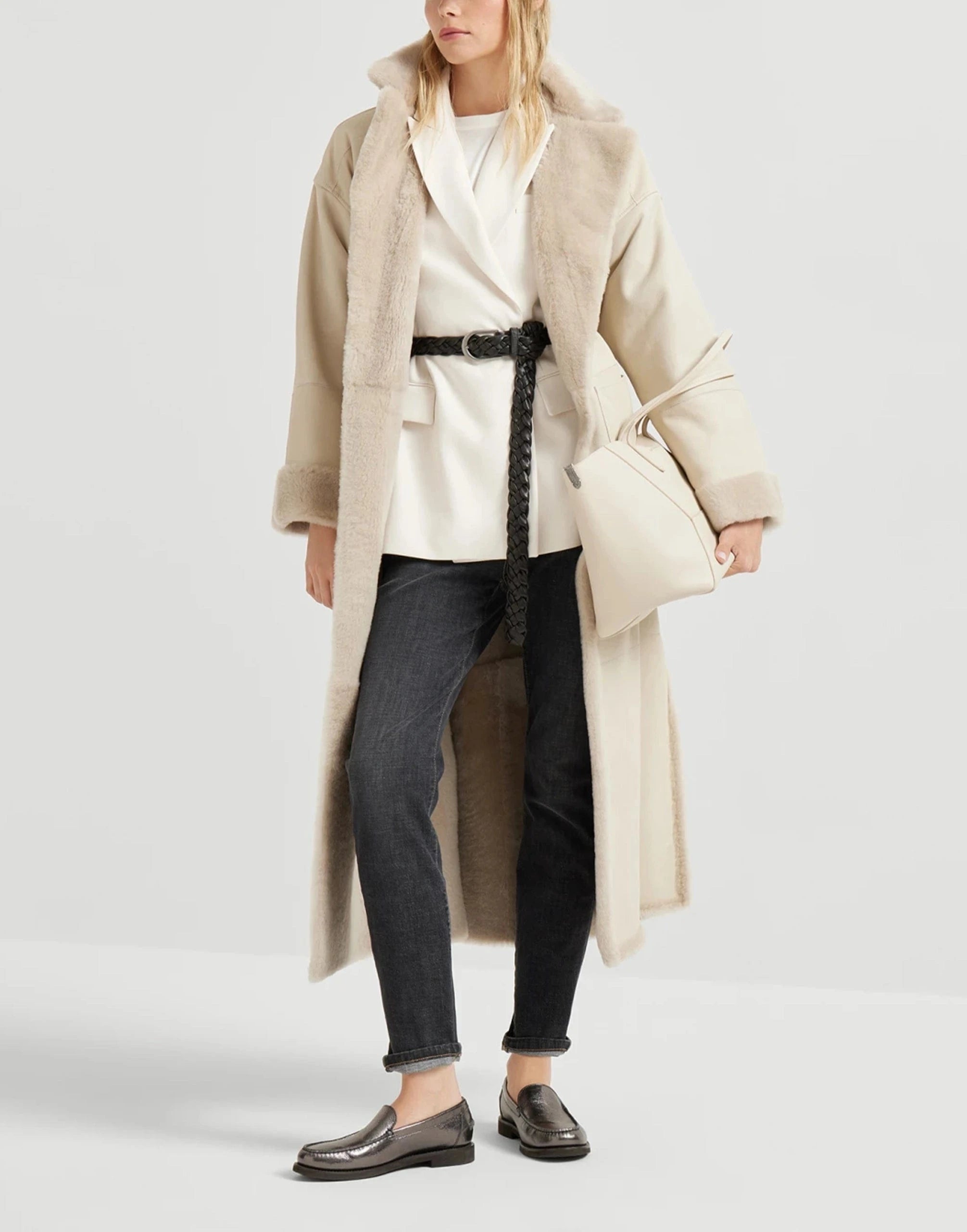 Brunello Cucinelli White Monili-Embellished Cotton T-Shirt