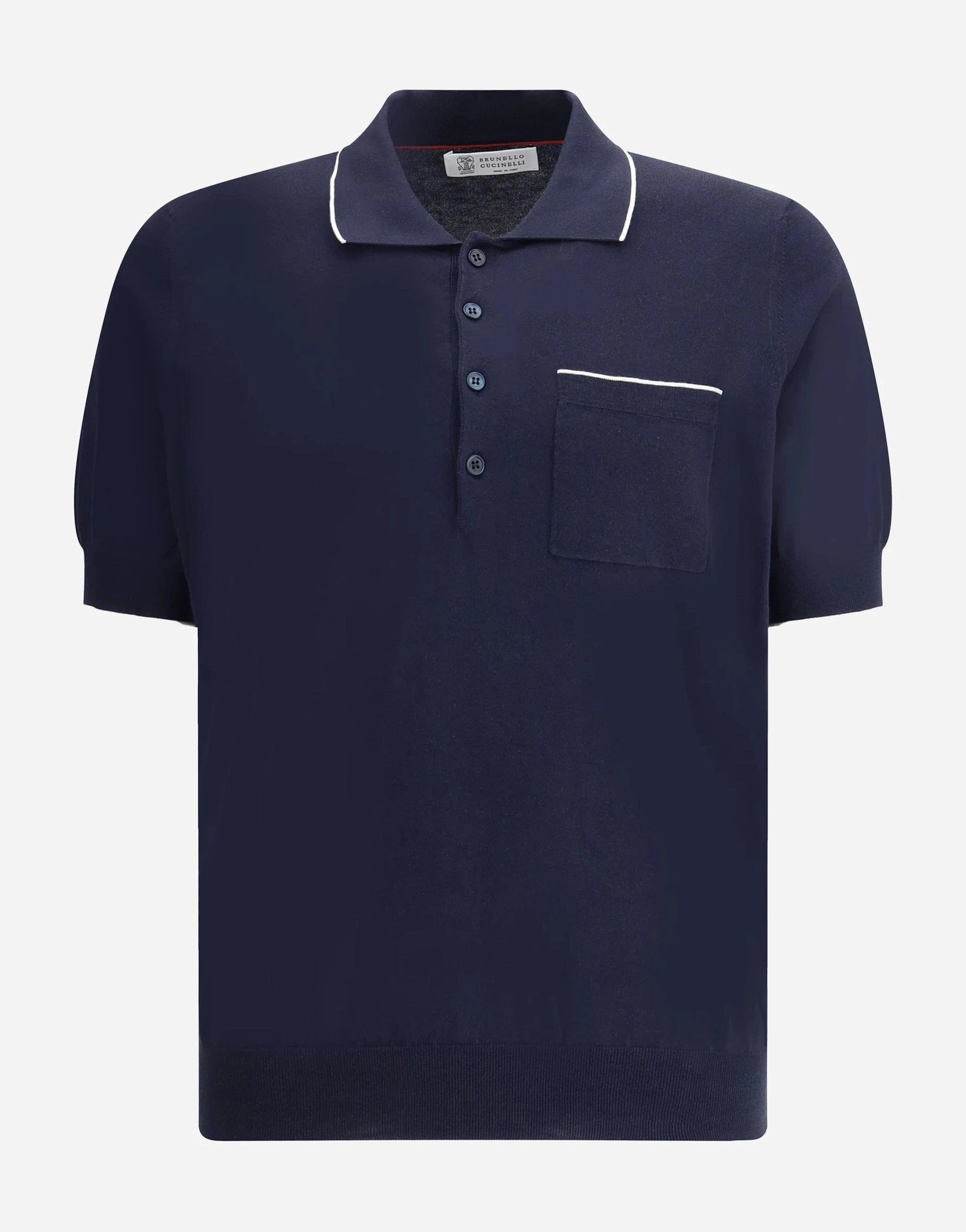 Brunello Cucinelli White-Pocket Polo Shirt