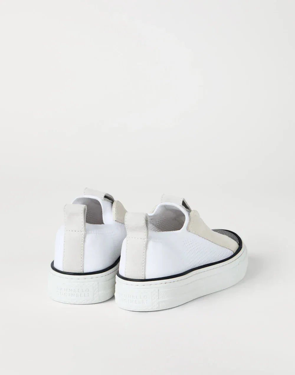 Brunello Cucinelli White Suede Slip-On Sneakers