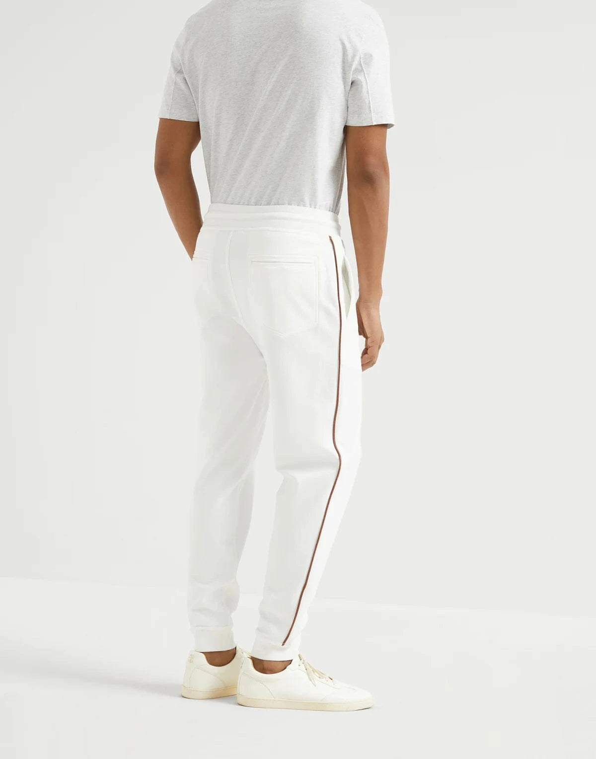 Brunello Cucinelli White Techno French Terry Track Pants