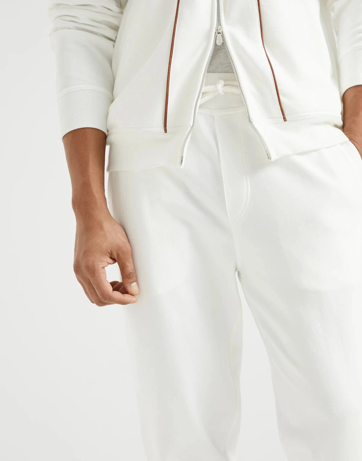 Brunello Cucinelli White Techno French Terry Track Pants