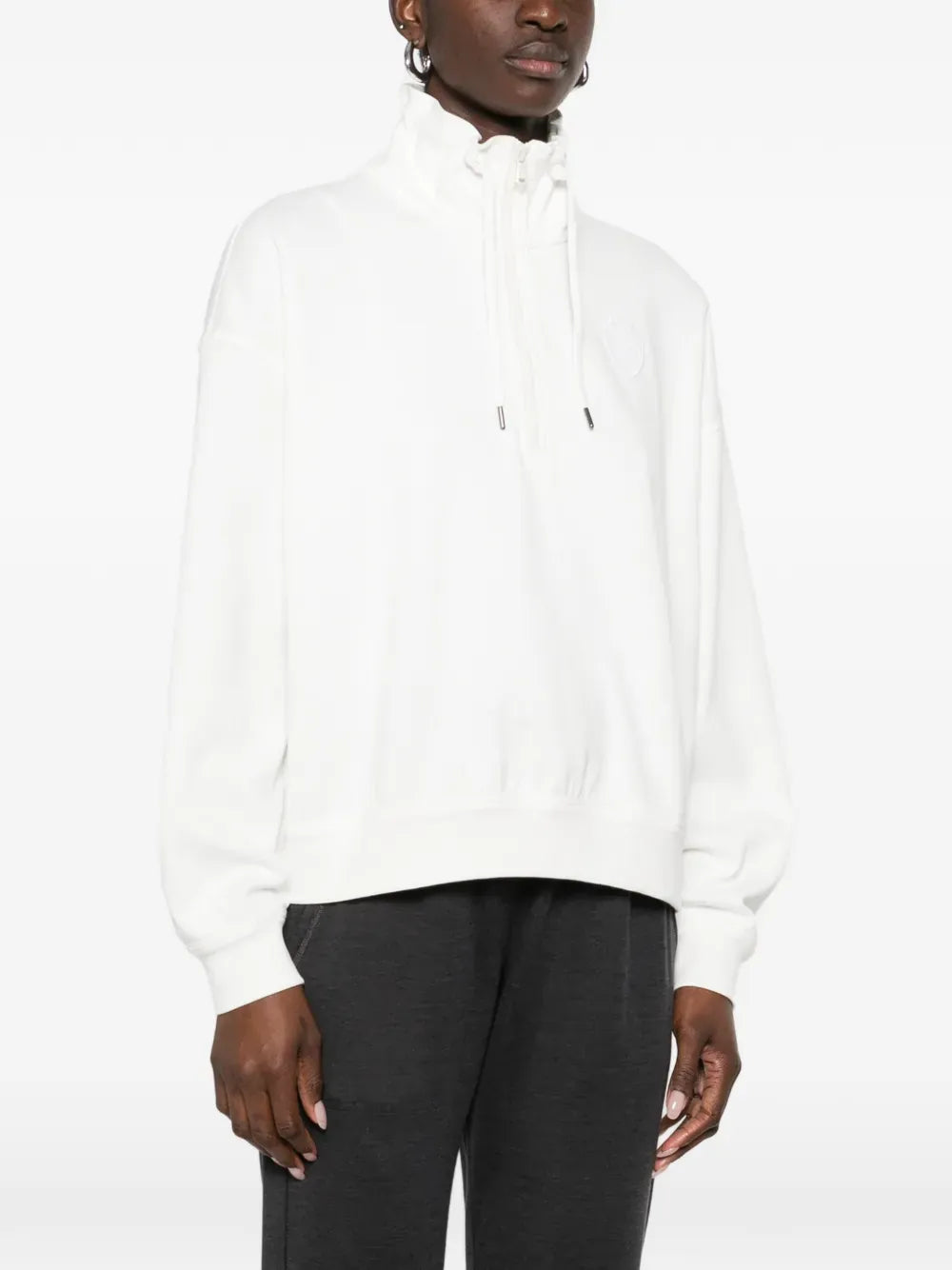 Brunello Cucinelli White Zip-Collar Sweatshirt