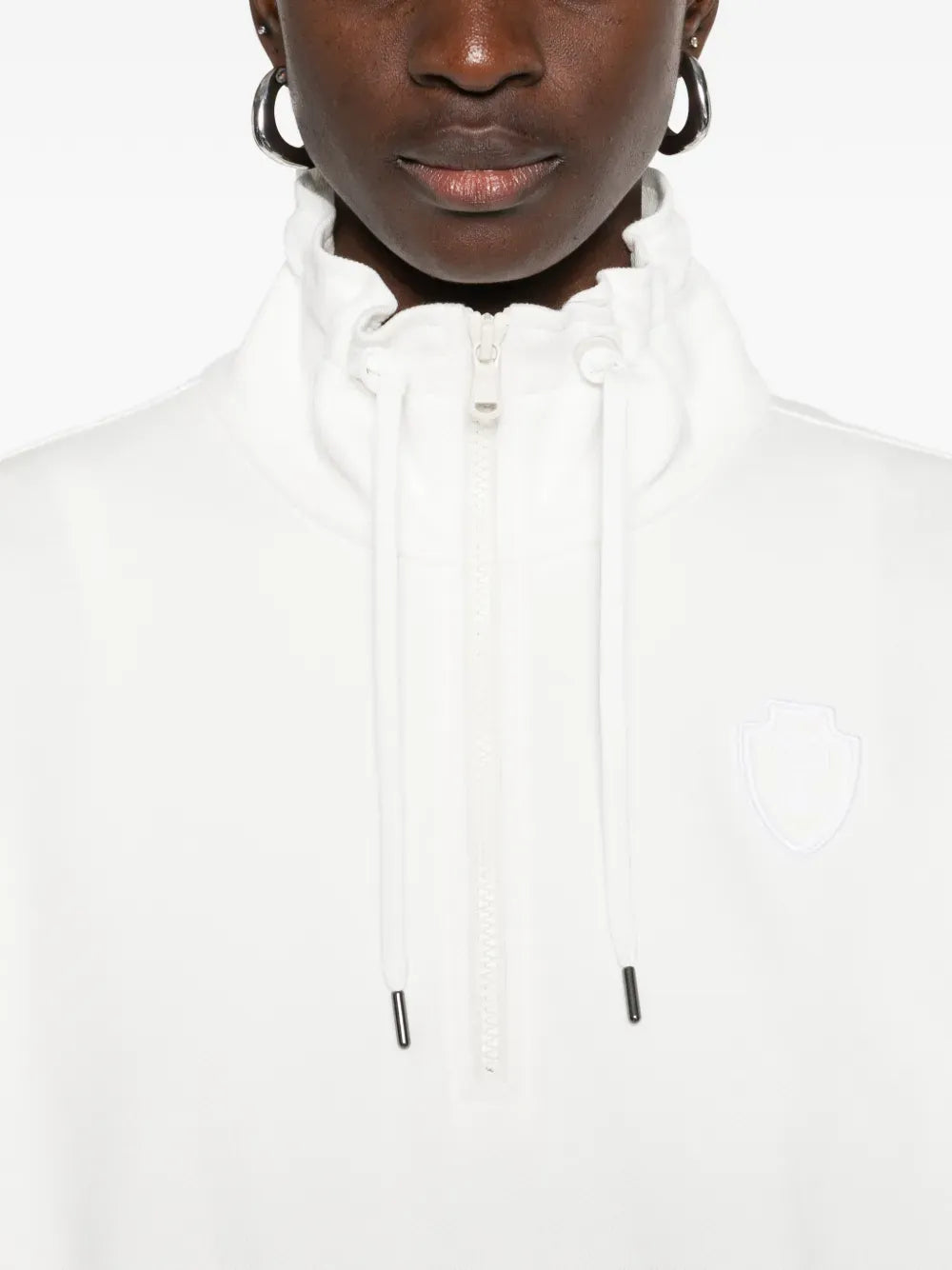 Brunello Cucinelli White Zip-Collar Sweatshirt