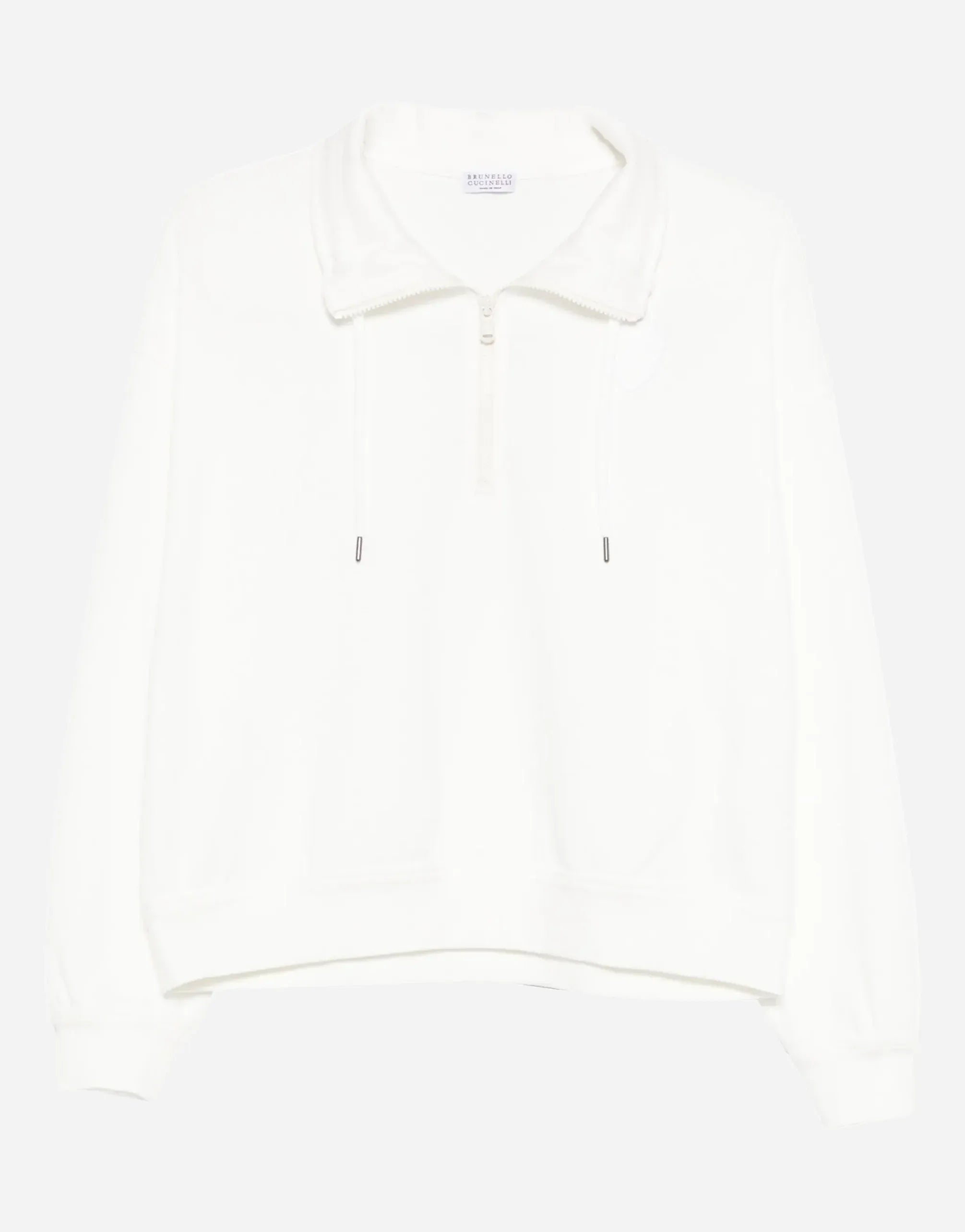 Brunello Cucinelli White Zip-Collar Sweatshirt