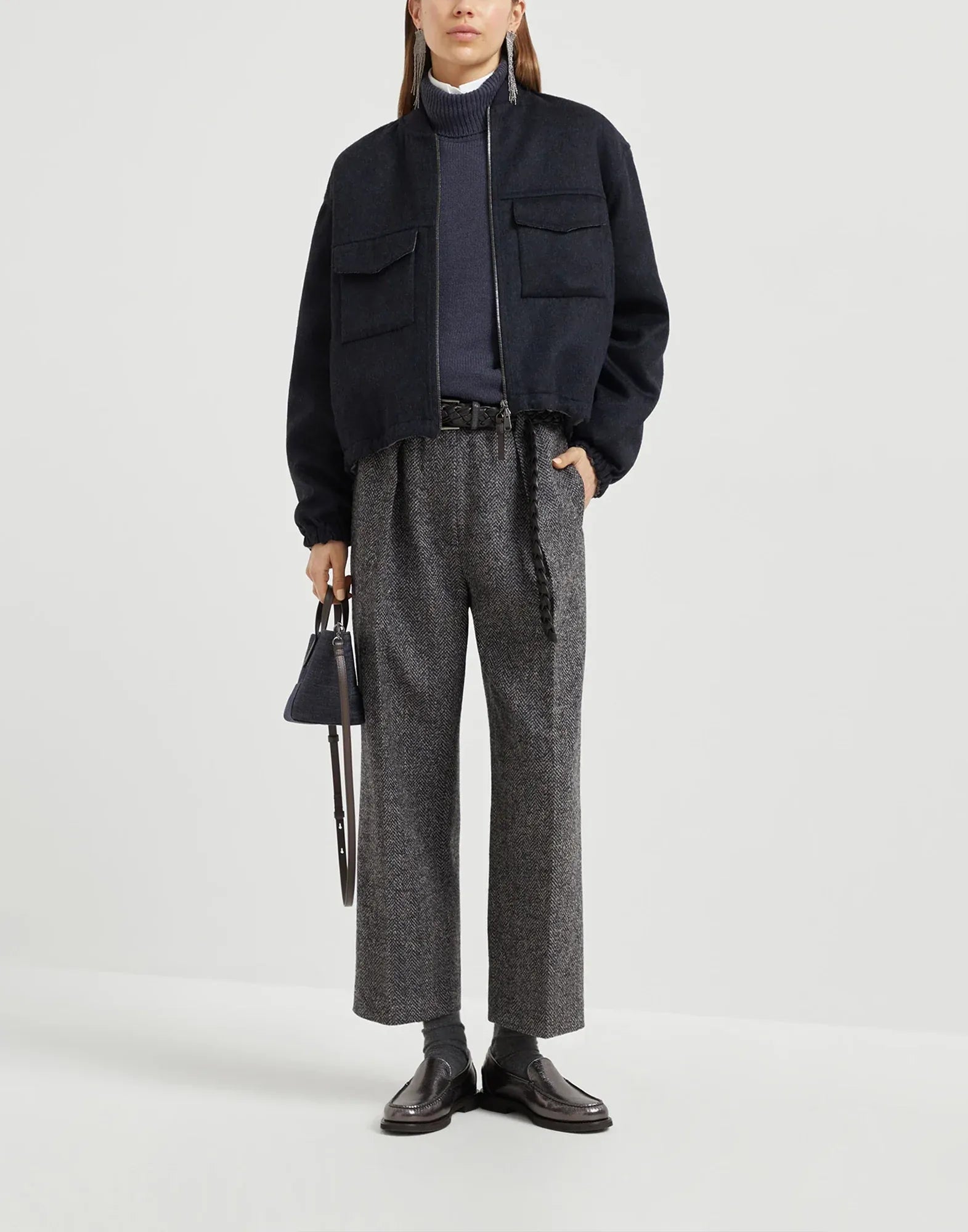 Brunello Cucinelli Wool-Blend Drop Cuffs Turtleneck Sweater