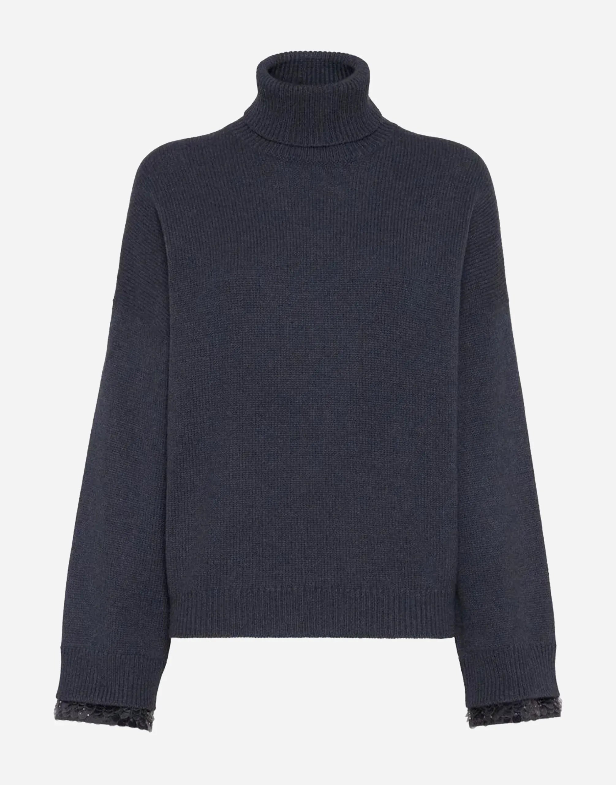 Brunello Cucinelli Wool-Blend Drop Cuffs Turtleneck Sweater