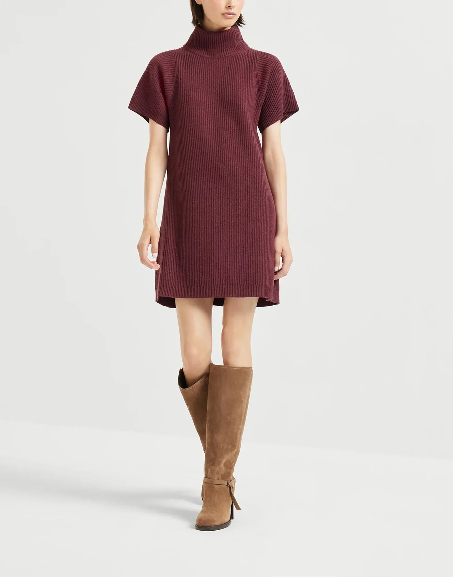 Brunello Cucinelli Wool-Blend English Rib Knit Dress