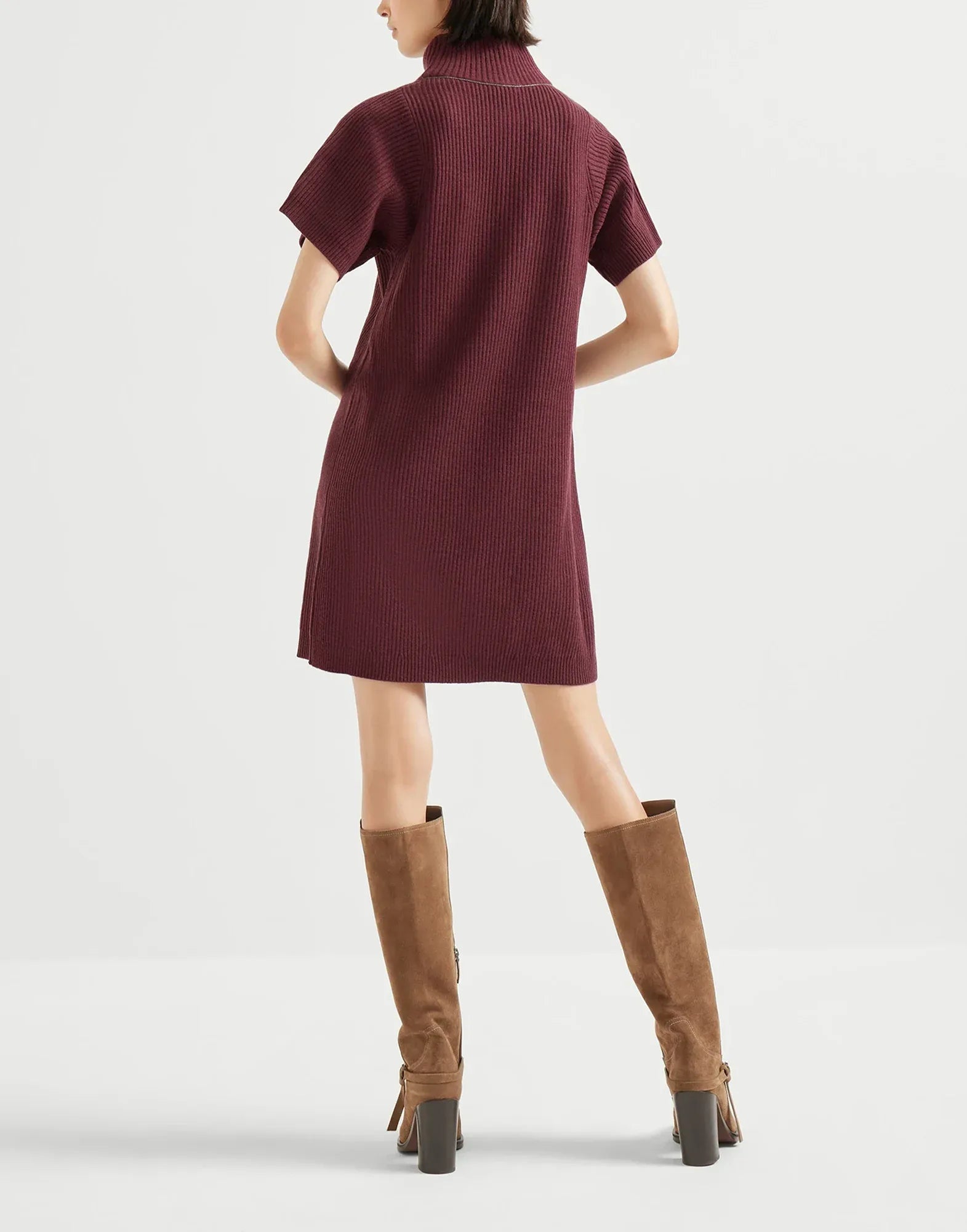 Brunello Cucinelli Wool-Blend English Rib Knit Dress