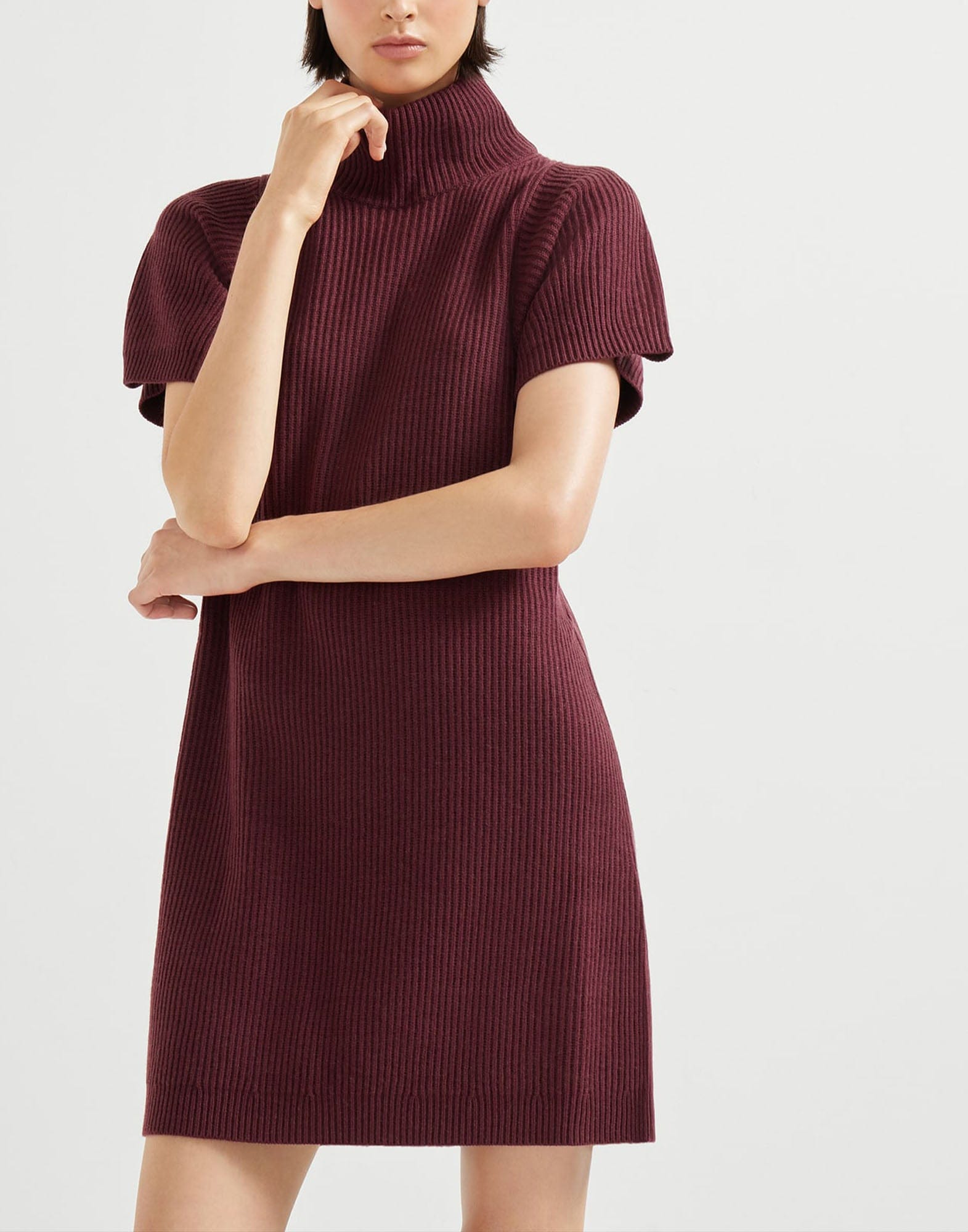 Brunello Cucinelli Wool-Blend English Rib Knit Dress